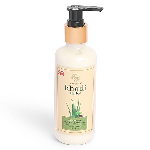 AYUVED'S KHADI Herbal Green Tea & Aloe Vera Hair Conditioner - Prevents Hair Loss & Promotes Healthy Hair Growth (200ml) - Perfect for Daily Hair Care & Scalp Nourishment