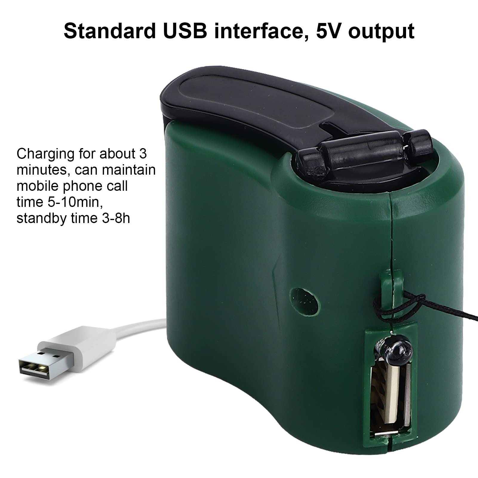 Hand Crank USB Charger with LED Light - Portable 5V Output Emergency Phone Charger for Camping, Hiking & Power Outages