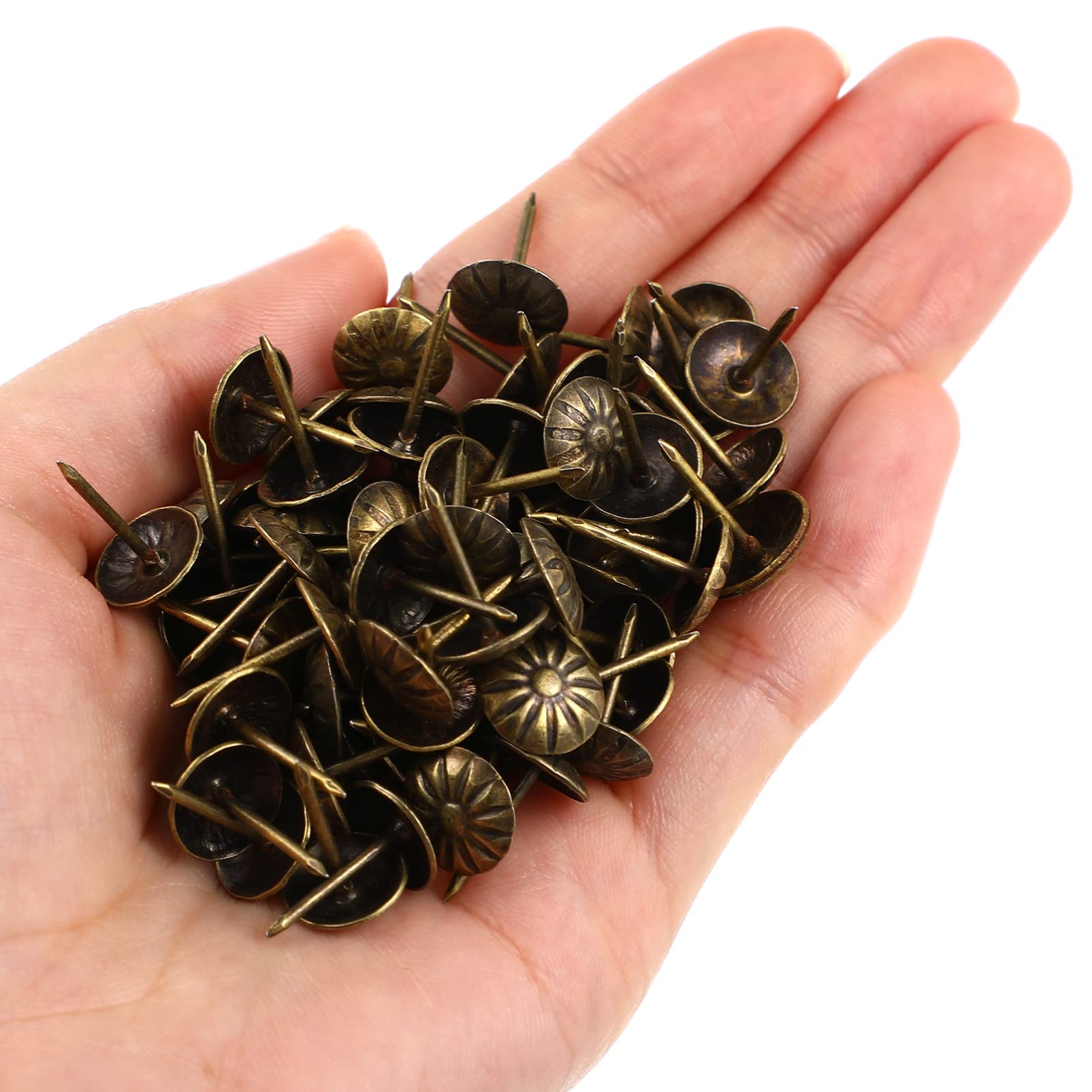 MAGICLULU 100 Pcs Decorative Upholstery Nails - Furniture Tacks & Nailhead Trim for Sofa, Chair, Headboard - Perfect for DIY Home Decor & Furniture Restoration Projects