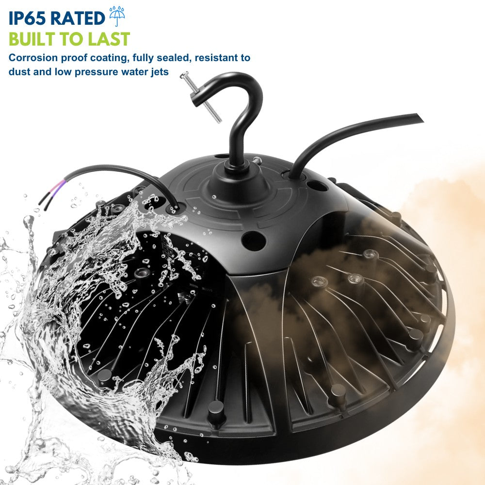 MAX UFO LED High Bay Light 240W/200W/180W Selectable, 40K/50K Color Temperature, 36200 Lumens, 120-277V, 1000W Equivalent - Perfect for Warehouses, Factories, and Commercial Lighting