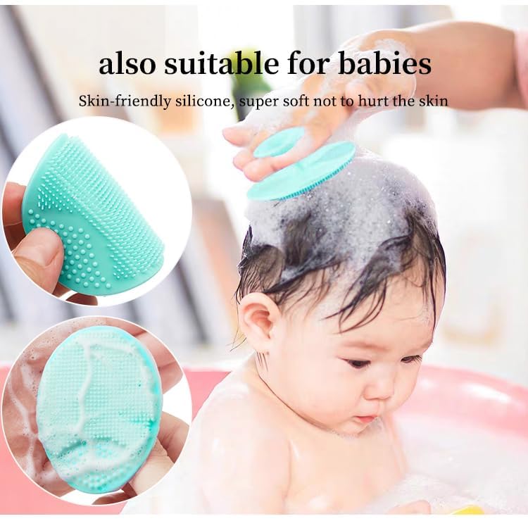 MobFest® Silicone Baby Shampoo Brush & Facial Cleansing Tool - Gentle Exfoliating Blackhead Remover for Sensitive Skin, Multi-Color Set of 6 - Perfect for Newborn Bath Time & Daily Skincare Routine