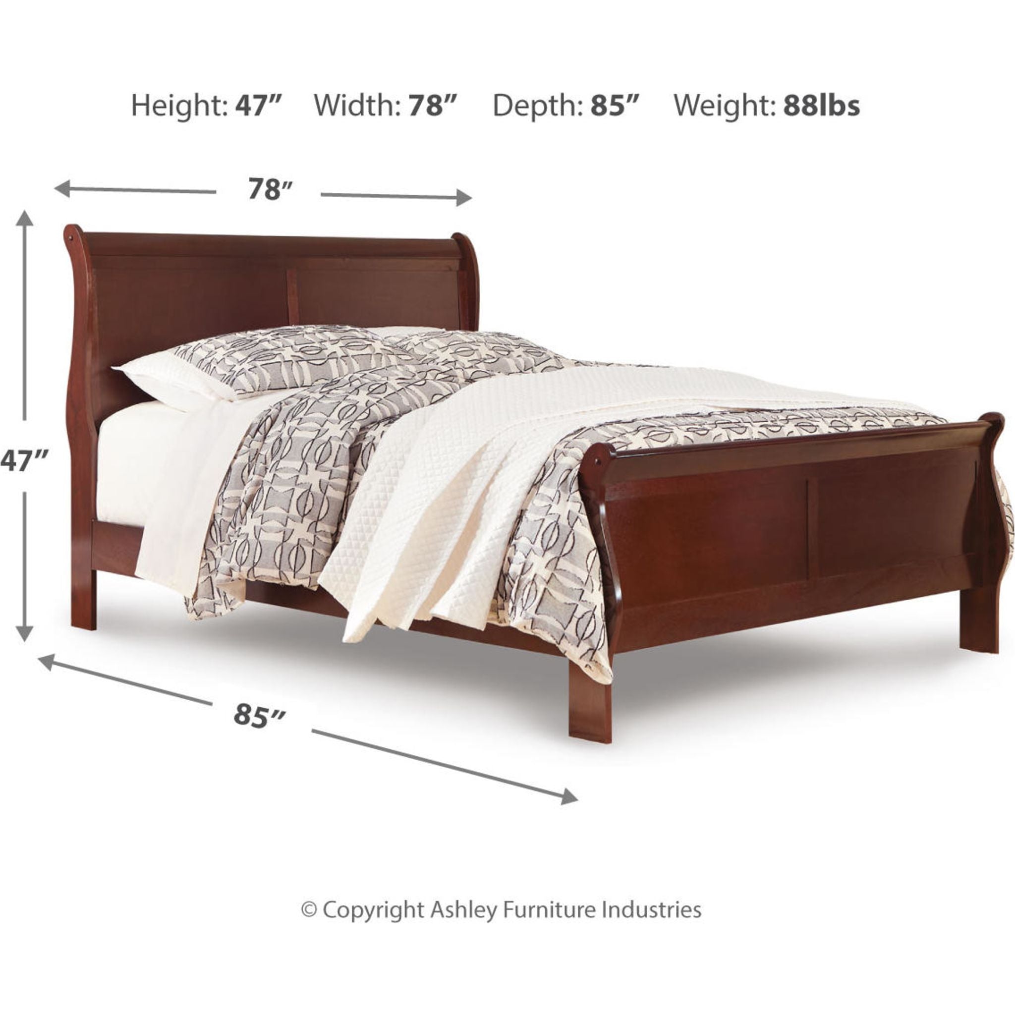 Alisdair Dark Brown Sleigh Bed Frame - Queen Size Wooden Bed with Upholstered Headboard - Perfect for Master Bedroom, Guest Room & Cozy Home Decor