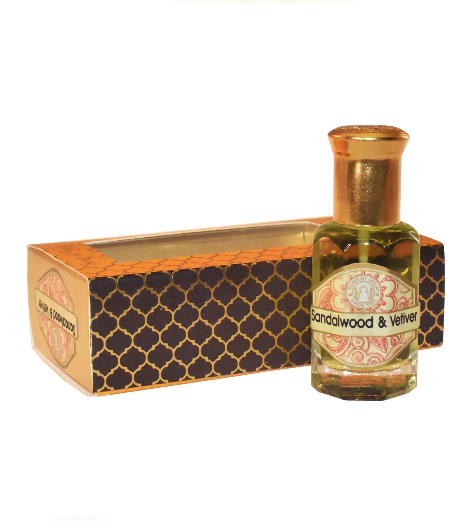 Song of India Perfume Oil Ittar - Roll-On Glass Bottle (10ml) | Alcohol-Free Attar Fragrance Oil with Sandalwood & Vetiver | Luxurious Veda Body Fragrance for Women & Men | Perfect for Daily Wear, Meditation & Special Occasions