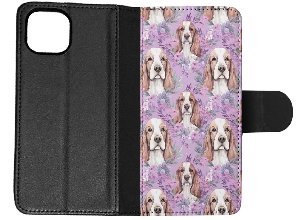 Faux Leather Flip Wallet Phone Case for Apple iPhone 14 Plus - Grand Basset Griffon Vendeen Puppy Dog Pattern | Slim Protective Cover with Card Slots | Perfect for Daily Use, Travel & Shopping