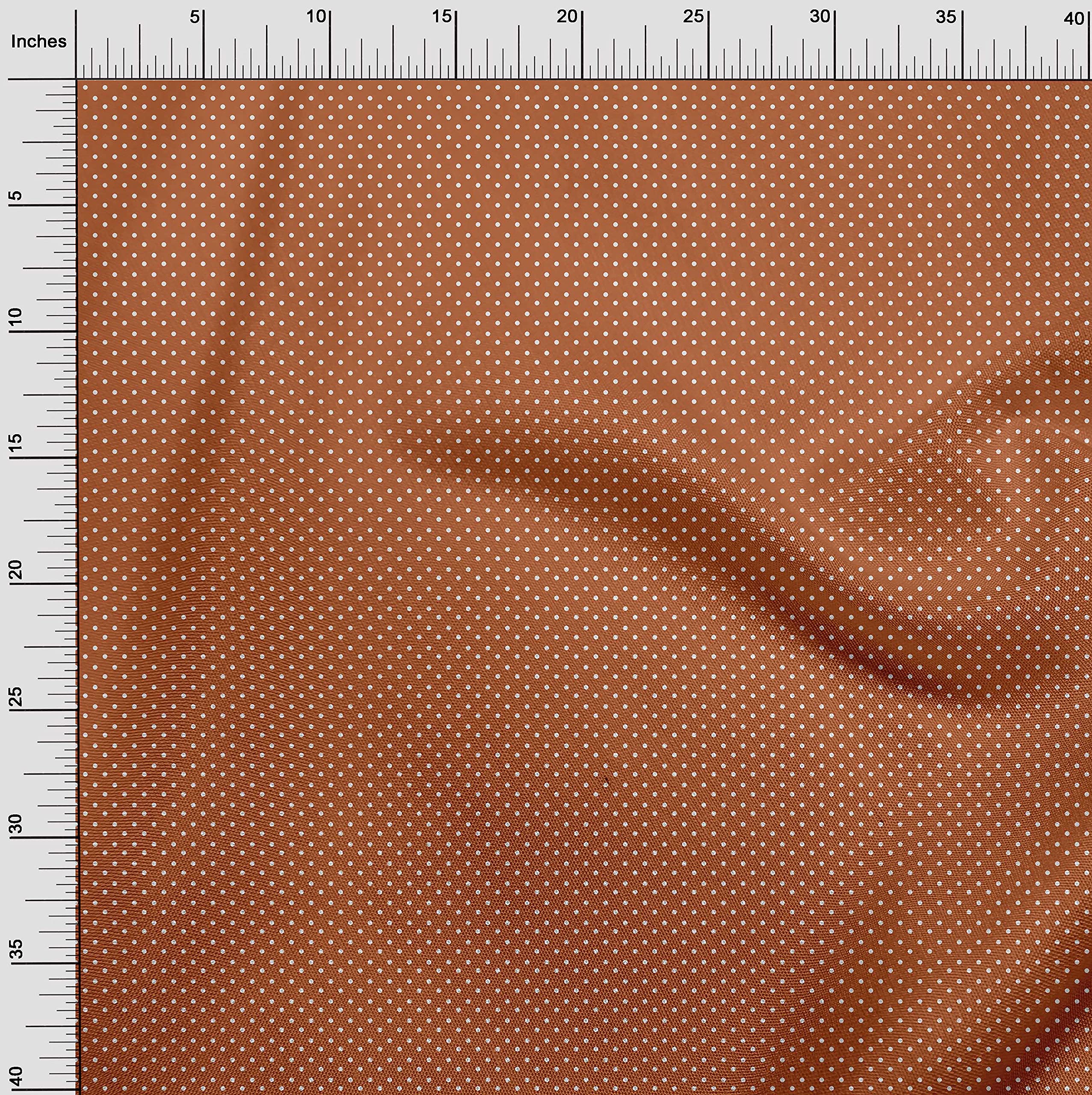 oneOone Cotton Flex Rust Brown Fabric Dots - 40 Inch Wide Printed Cotton Fabric by The Yard for DIY Clothing, Quilting & Home Decor Sewing Projects - Premium Sewing Supplies for Dresses, Curtains & Crafting