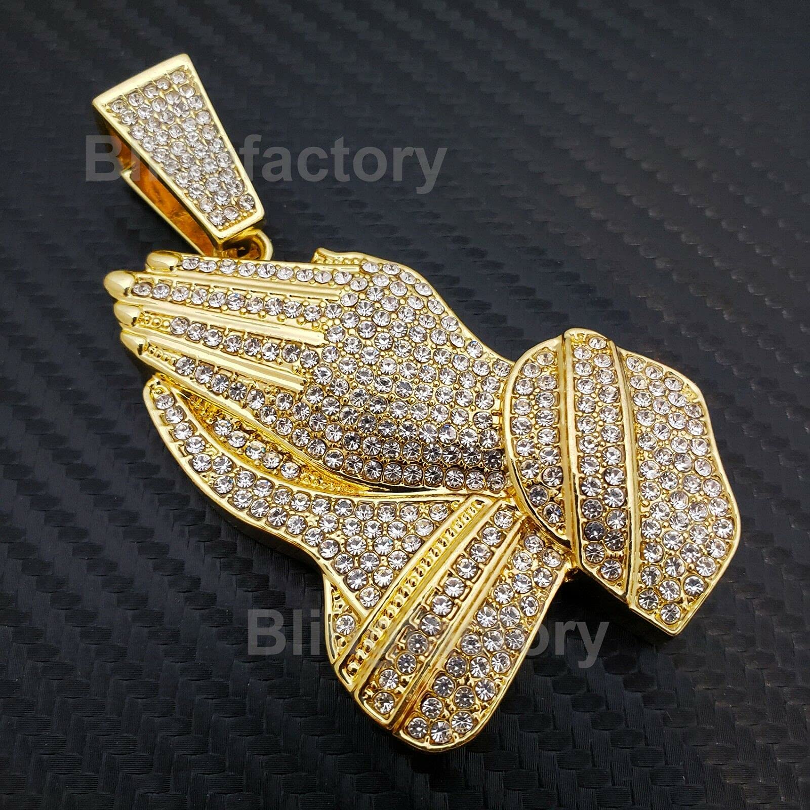 Gold Plated Hip Hop Praying Hands Pendant & 20