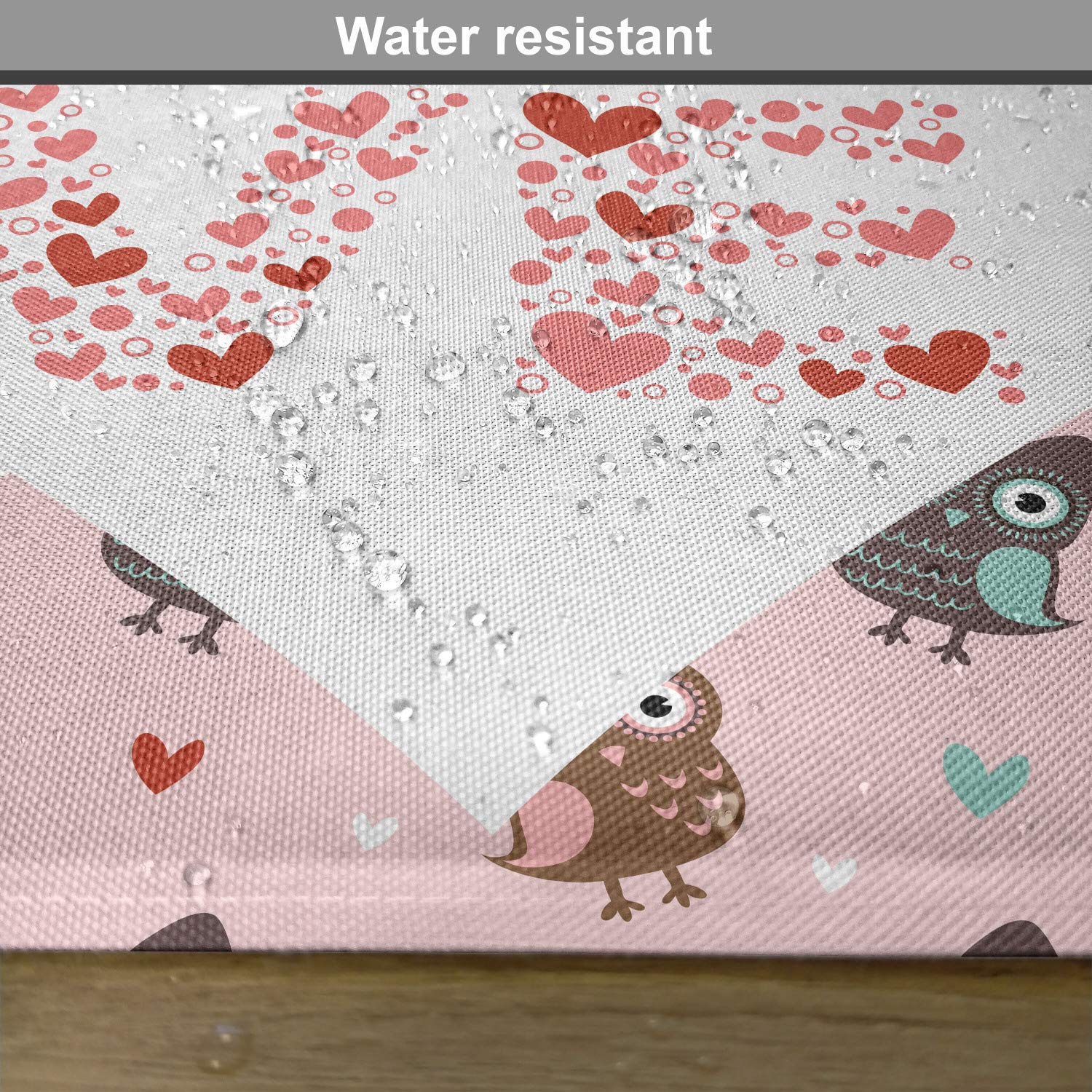 Lunarable Owls Place Mats Set of 4 - Romantic Honeymoon & Engagement Table Decor with Love Message Hearts, Washable Fabric Dining Mats for Kitchen & Dining Room in Pale Pink & White - Perfect for Wedding Anniversaries, Bridal Showers & Couples' Romantic Dinners
