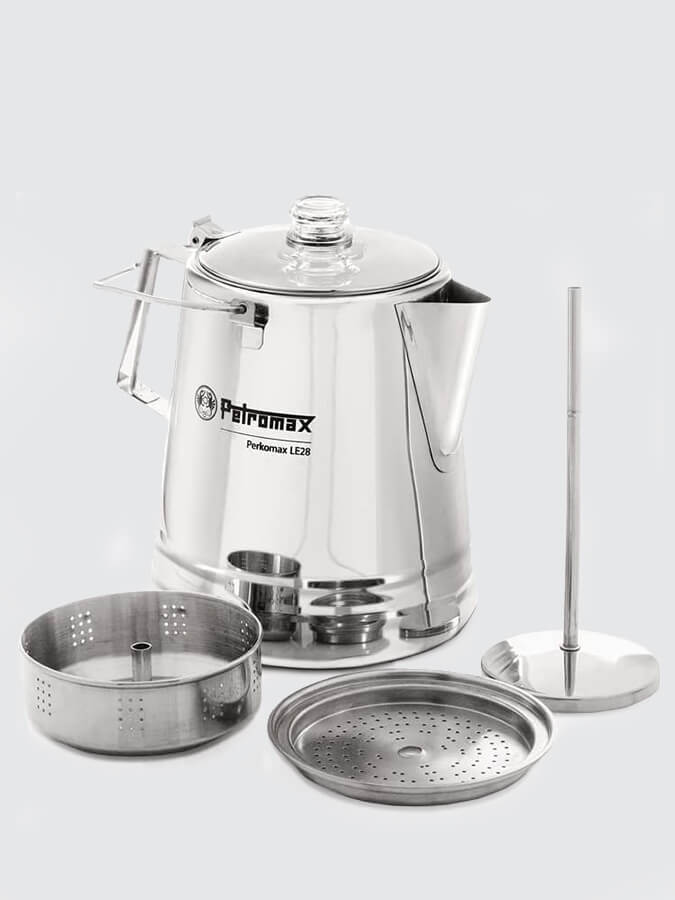 Petromax Stainless Steel Coffee Percolator - 12 Cup Camping & Outdoor Brewing - Durable Stovetop Espresso Maker for Hiking, Backpacking & Home Use