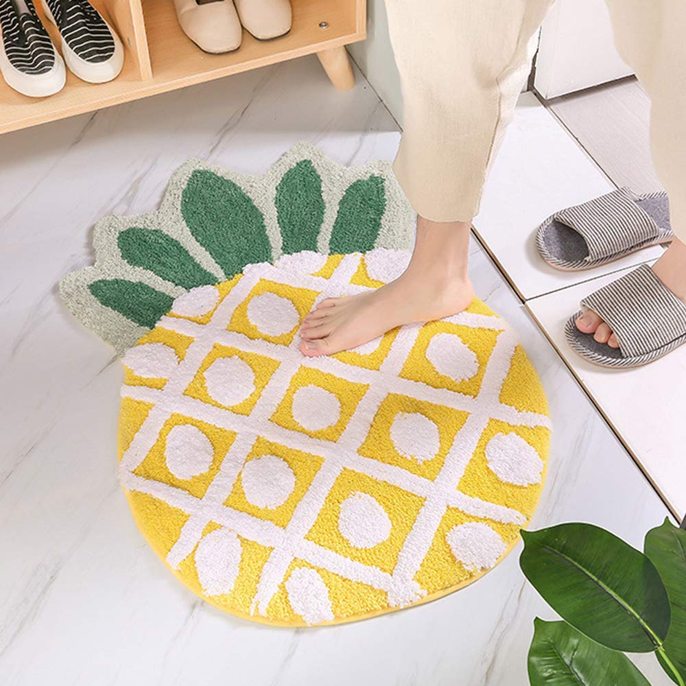 Non-Slip Pineapple Welcome Doormat - 32 x 20 Inch Cartoon Fruit Indoor Rug for Home Decor, Living Room, Bedroom & Bathroom - Machine Washable Anti-Skid Carpet - Perfect for Entryway, Kitchen & Laundry Room Decor