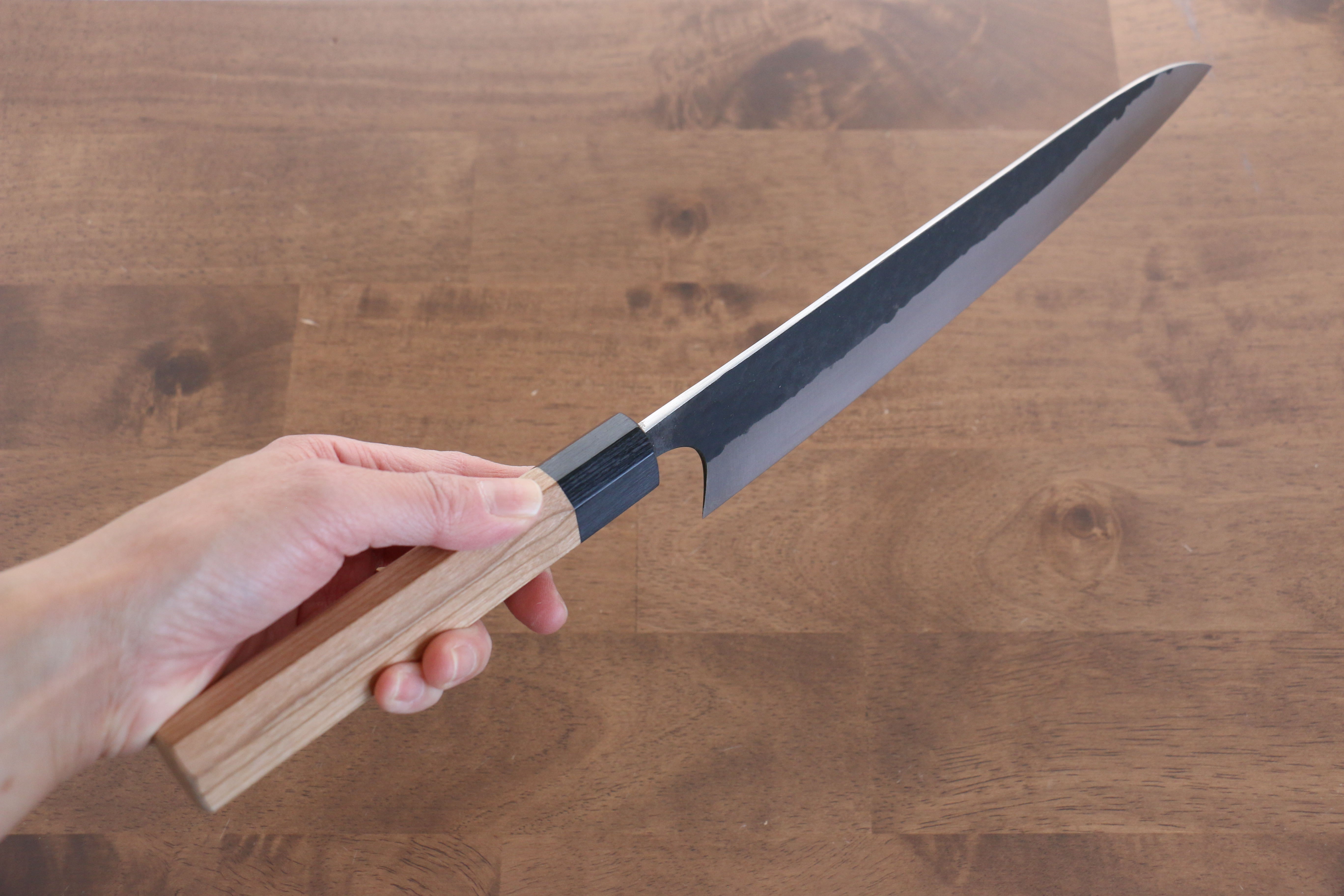 Masakage Koishi Blue Super Gyuto Chef Knife 240mm - Japanese Damascus Steel Blade with American Cherry Wood Handle - Perfect for Sushi, Meat Cutting & Professional Kitchen Use