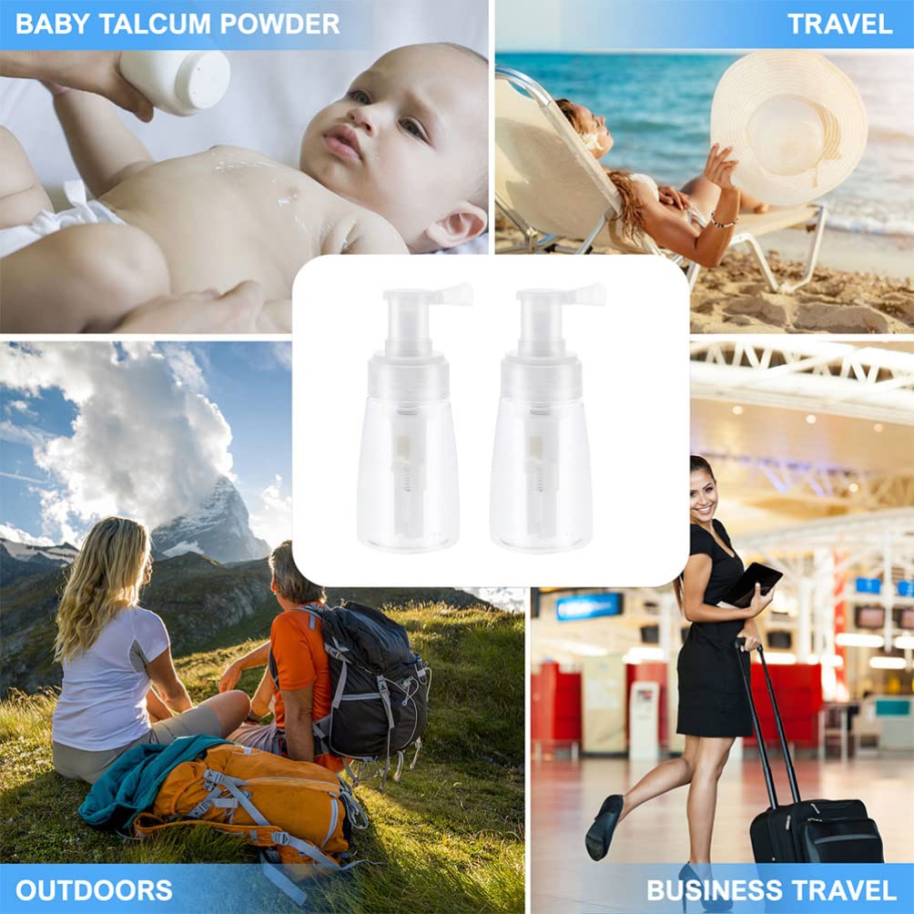 ARTIBETTER 2PCS Empty Powder Bottles - Travel Cosmetic & Barber Powder Spray Containers | Plastic Refillable Bottles for Baby Powder, Hair Styling & Salon Use | Perfect for Home, Salon & Travel