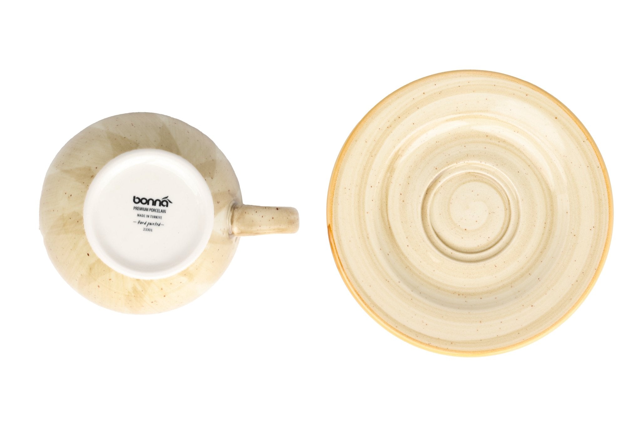 Premium Aura Terrain Coffee Cup and Saucer Set - 250cc (8.5oz) Porcelain Tea Cups - Set of 6 for Home, Office, or Restaurant Use - Elegant Coffee & Tea Drinking Experience