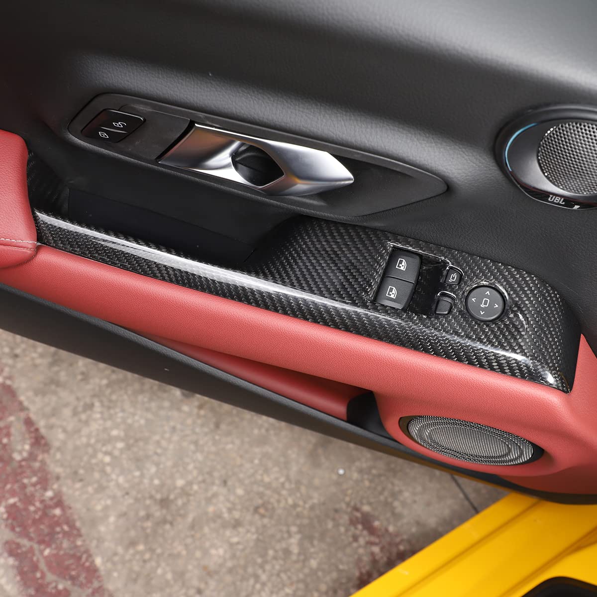Real Carbon Fiber Car Interior Door Armrest Window Switch Panel Cover Trim for Toyota Supra GR A90 A91 MK5 2018-2024 LHD (Black) - Upgrade Your Ride with Premium Style & Protection for Daily Driving & Car Shows