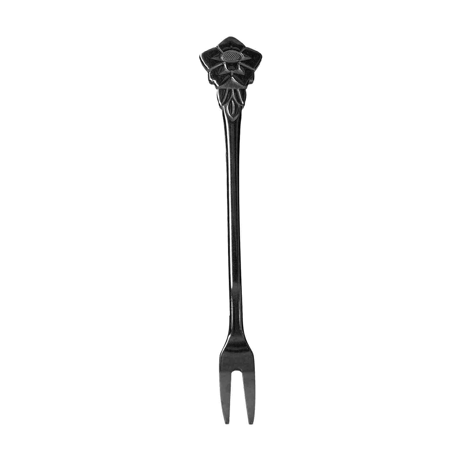 4-Piece Stainless Steel 2-Prong Fruit Forks - Mini Salad & Dessert Tasting Forks for Home, Kitchen, Party - Durable Ruthenium Black (Perfect for Fruit Platters, Cheese Boards & Appetizers)