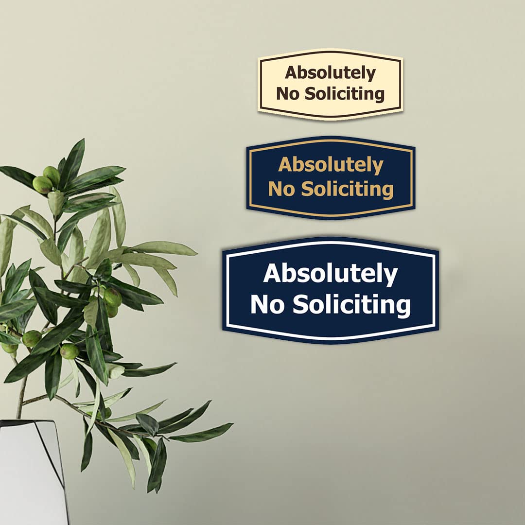 No Soliciting Sign - Blue Small Door Hanger for Home & Business - Keep Unwanted Visitors Away