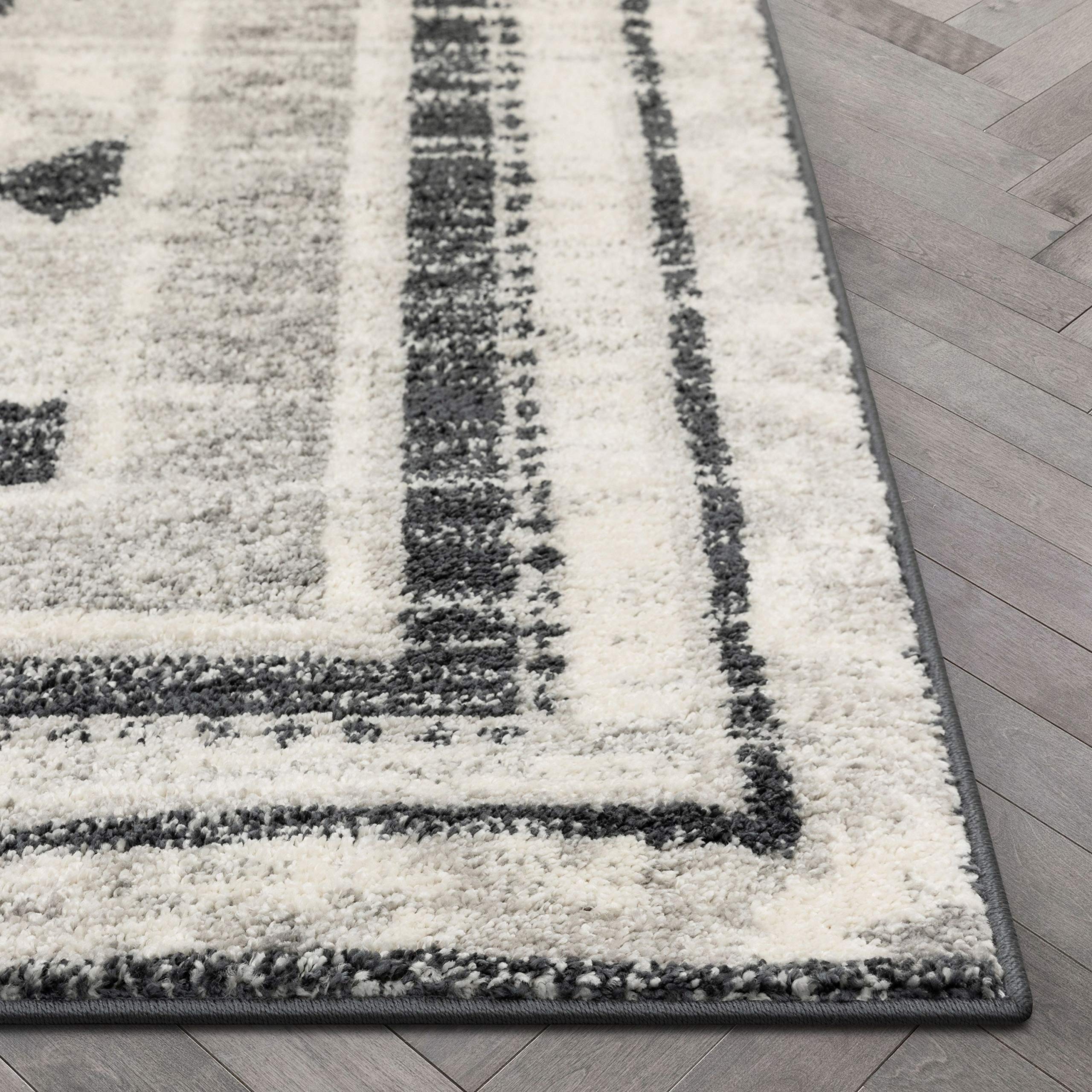 Well Woven Malfi Pisa Aztec Tribal Southwestern Grey Area Rug - Boho Chic Home Decor for Living Room, Bedroom & Office