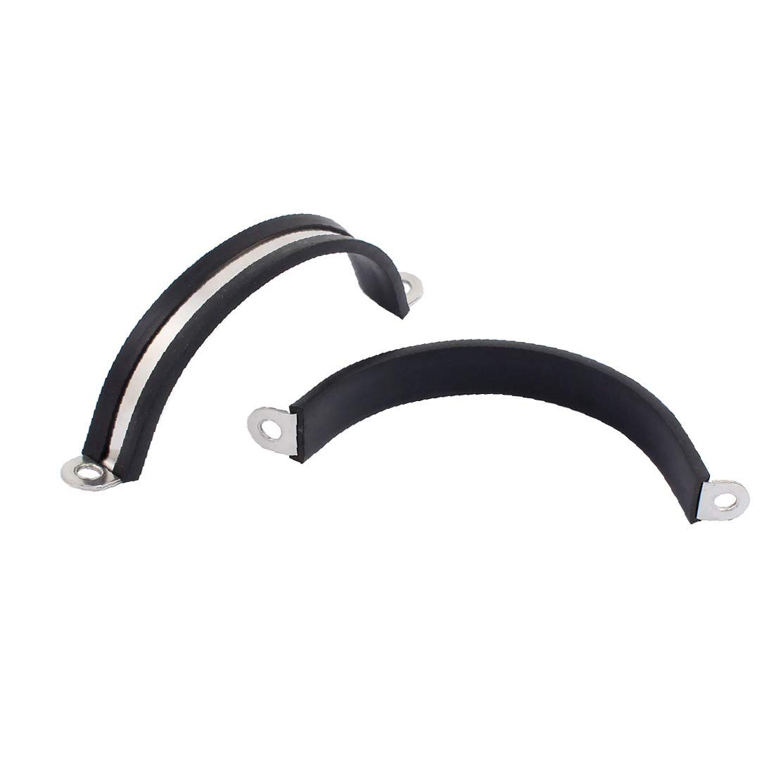 2Pcs 65mm Dia Rubber Lined U-Shaped Stainless Steel Hose Pipe Clamps - Heavy Duty Cable Clips for Automotive, Marine & Plumbing Applications - Corrosion Resistant Pipe Fasteners for Water, Fuel & Air Hoses