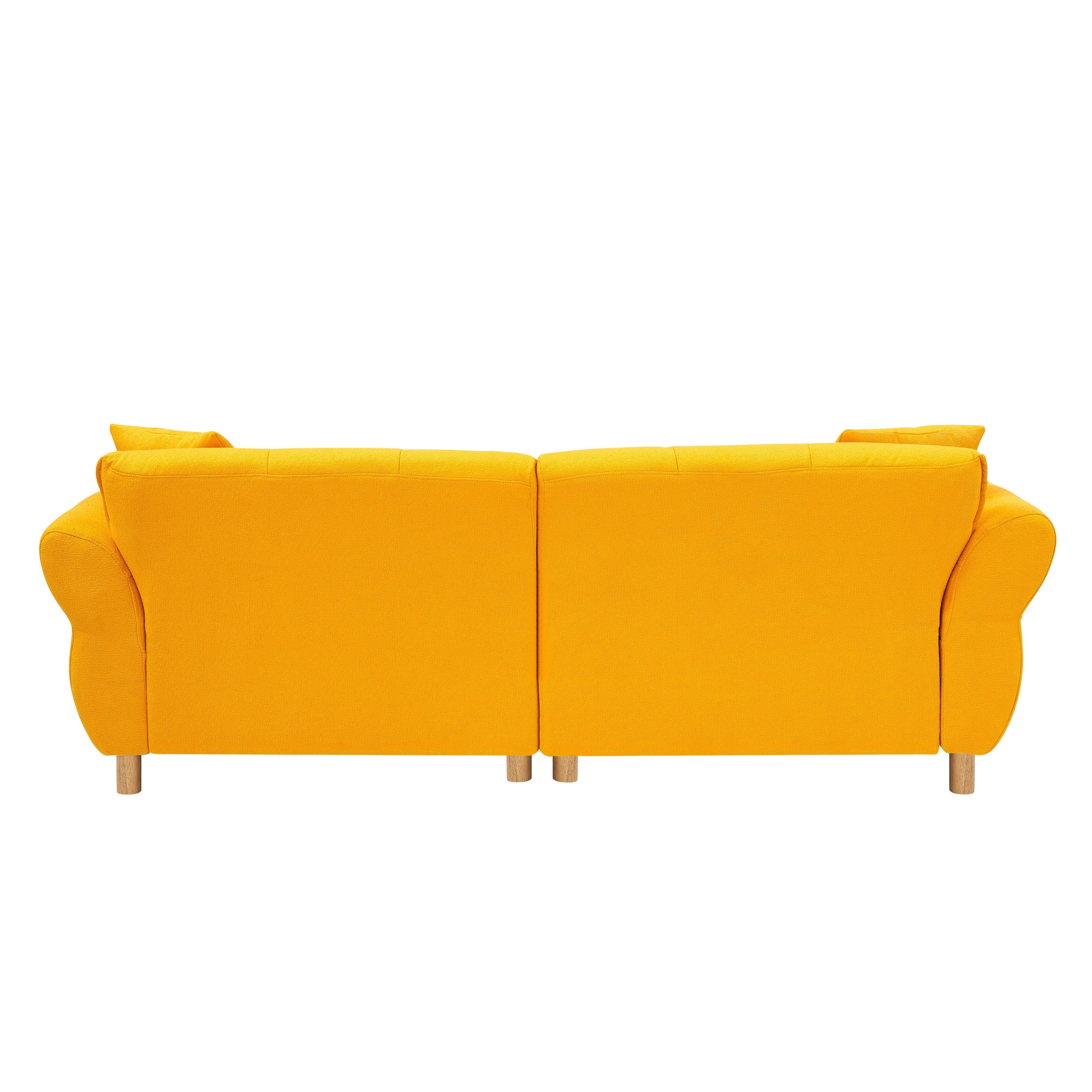 Mid Century Modern Sofa with Soft Teddy Fabric, Plush 3-Seater Couch with Throw Pillows - Perfect for Living Room, Lounge & Home Decor