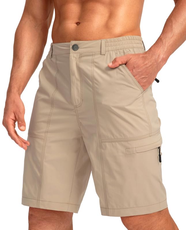 Viodia Men's Quick Dry Hiking Cargo Shorts - 6 Pockets Lightweight Stretch Outdoor Shorts for Hiking, Fishing, Golf & Summer Activities