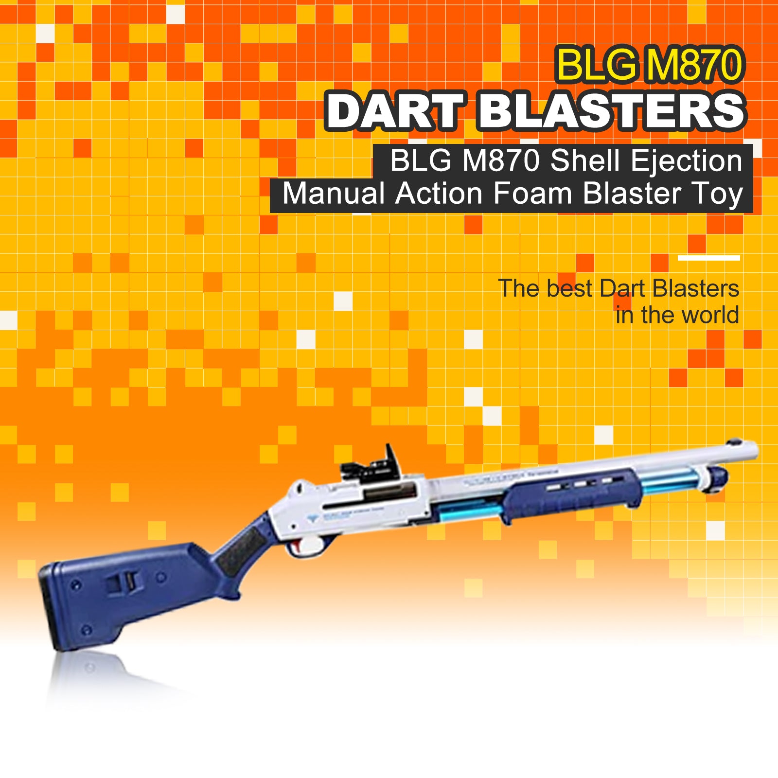 BLG M870 Shell Ejection Foam Blaster Toy - Manual Action Nerf Style Gun for Outdoor Battles & Backyard War Games | Realistic Pump Action Design for Kids & Adults