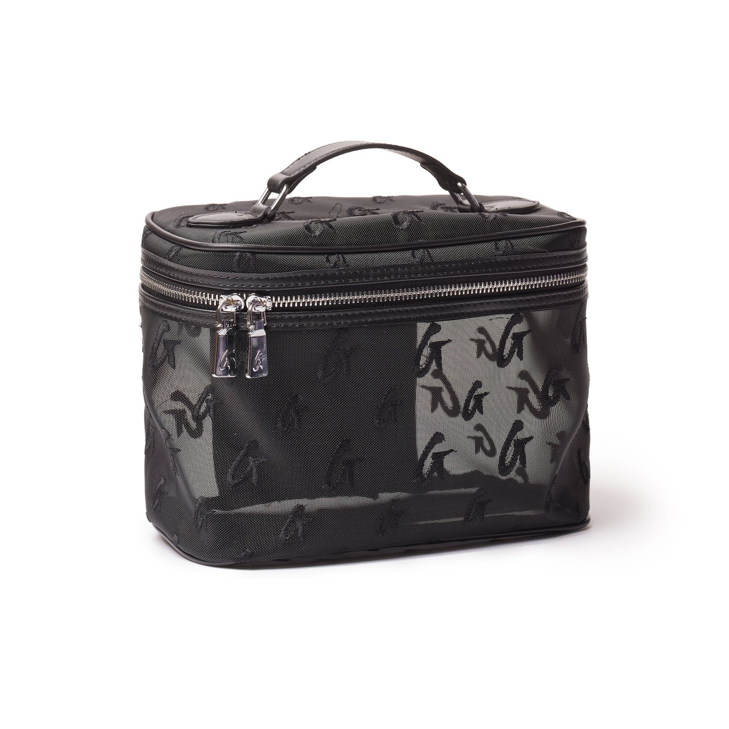 Large Mesh Monogram Toiletry Bag - Black | Waterproof Travel Cosmetic Organizer for Gym, Vacation & Business Trips
