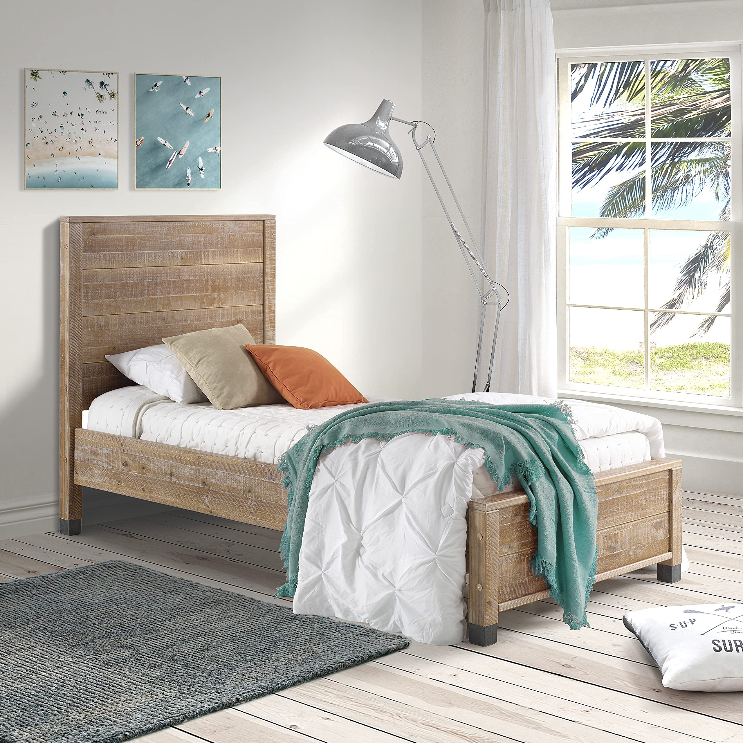 Camaflexi Baja Twin Size Platform Bed Frame - Solid Wood, Brown - Perfect for Kids, Teens & Guest Rooms, Space-Saving Modern Bedroom Furniture