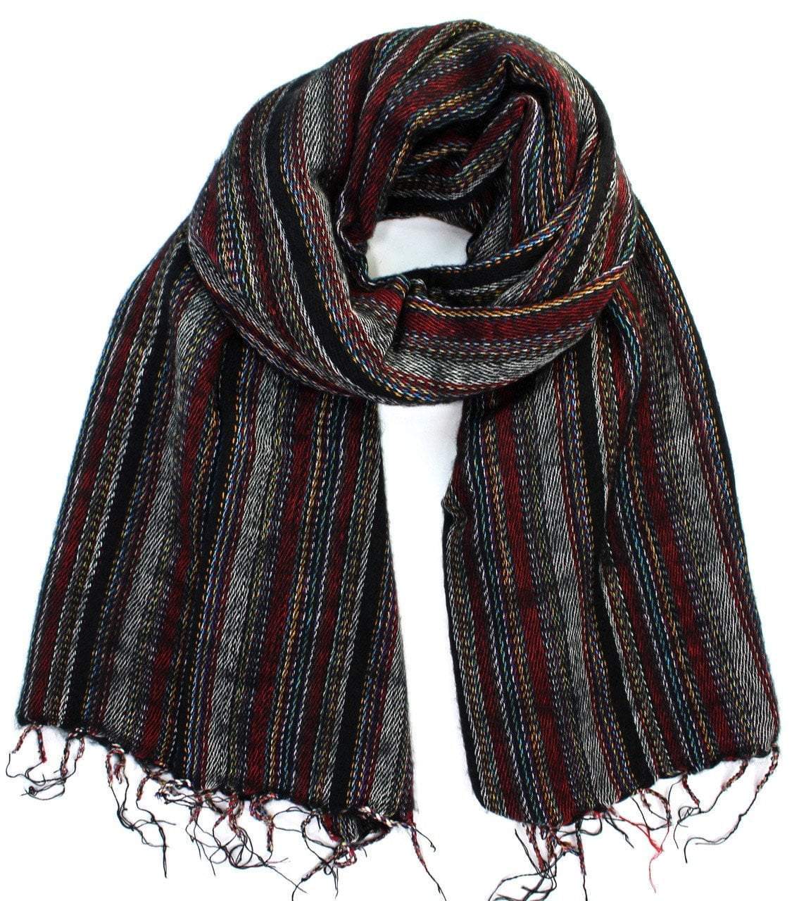 Premium Black Stripe Yak Wool Shawl - Soft & Warm Winter Wrap for Women - Perfect for Travel, Office & Evening Events