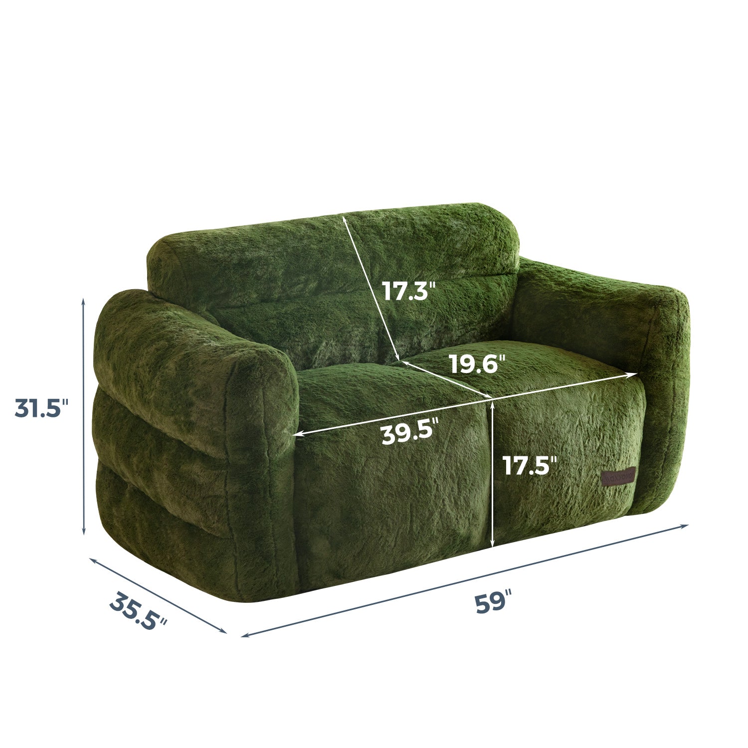 MAXYOYO Giant Bean Bag Chair - Ultra Soft Faux Fur Oversized Lounger for Adults & Teens, Green - Perfect for Bedroom, Living Room, Game Room & Dorm Relaxation
