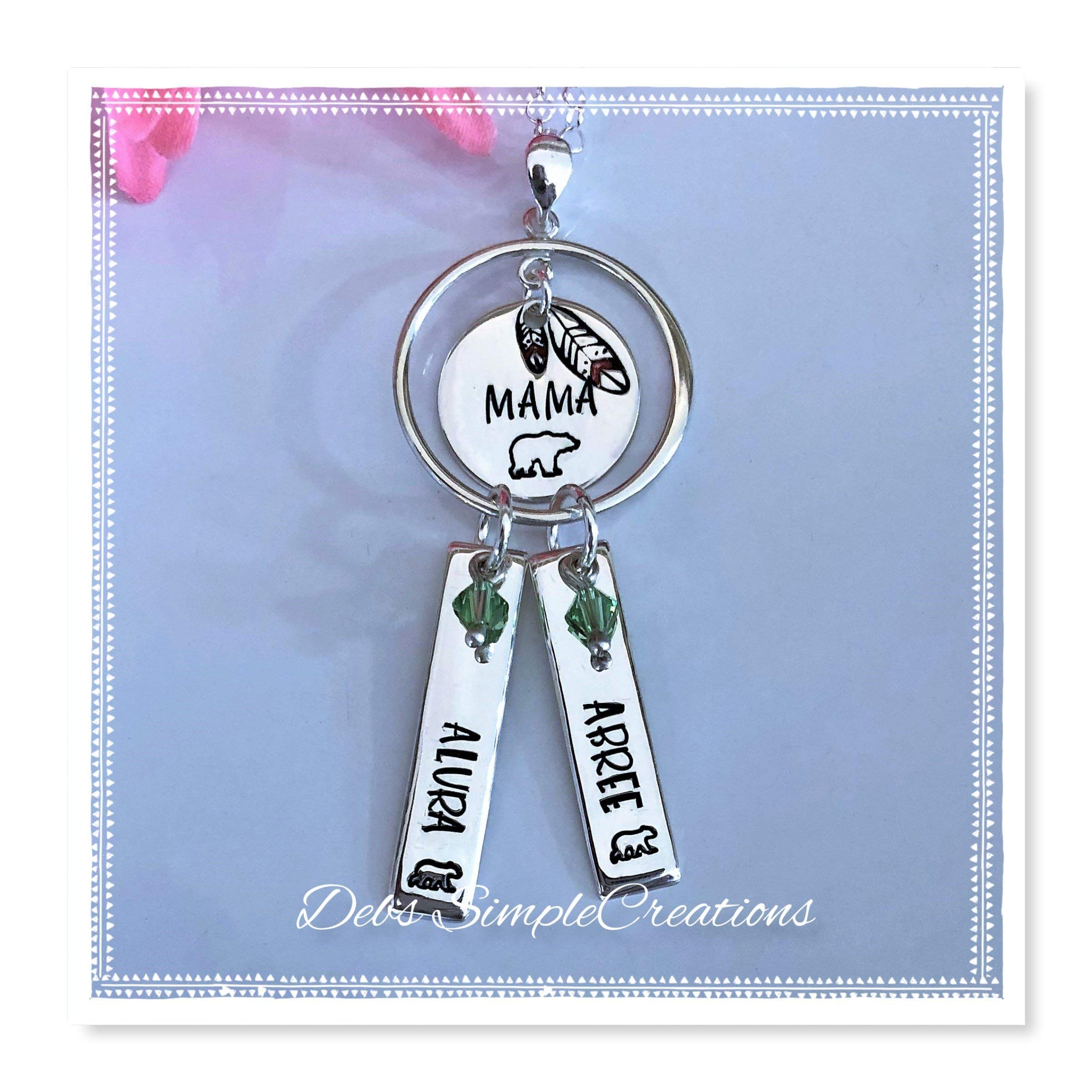 Personalized Sterling Silver Mama Bear Necklace - Custom Name Heart Pendant for Mom, Grandma & Nana - Elegant Mother's Day Gift & Keepsake Jewelry for Women - Perfect for Birthdays, Anniversaries & Special Occasions