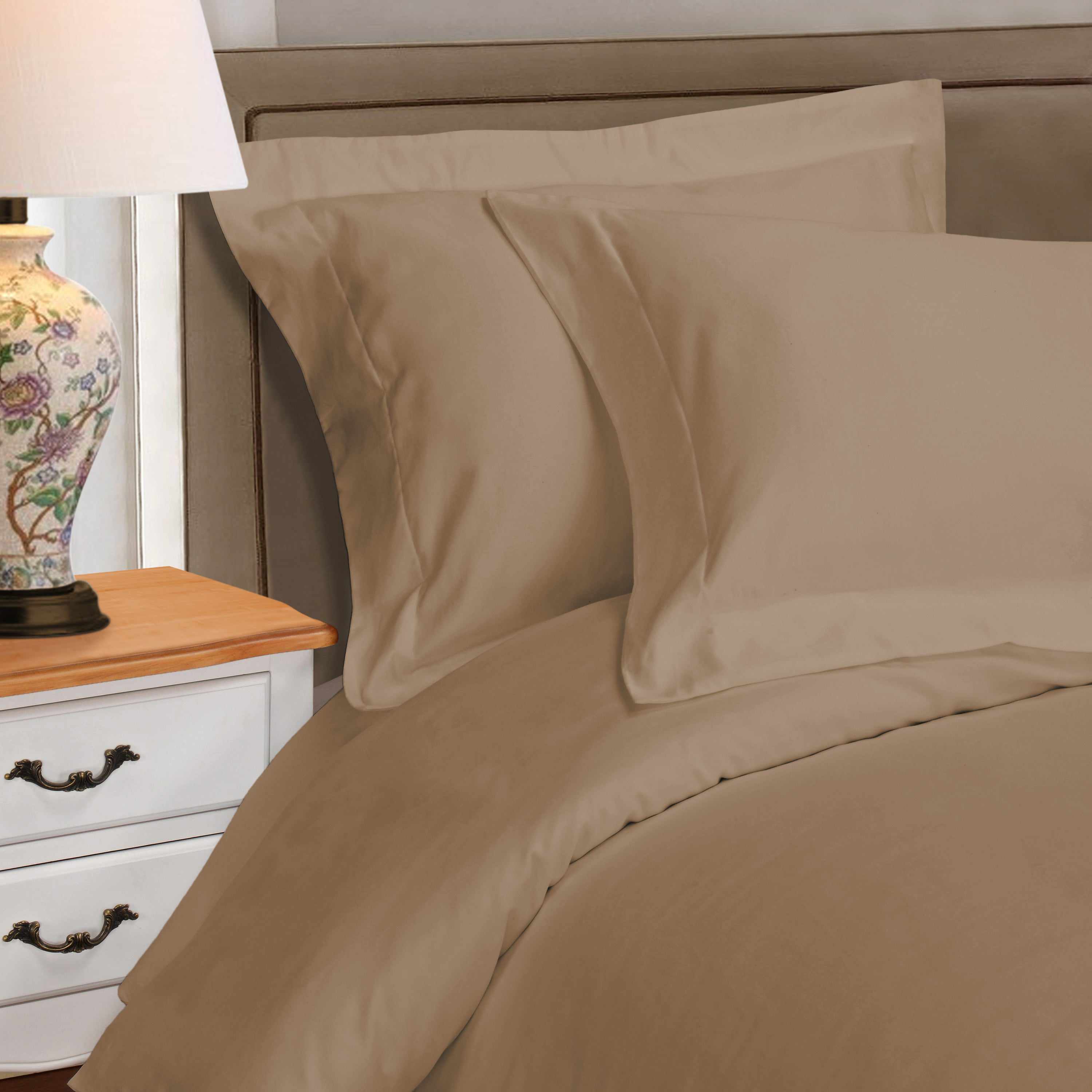1000 Thread Count Egyptian Cotton Solid Duvet Cover Set - Luxury Bedding for Master Bedroom & Guest Room - Soft Breathable Duvet Cover for All Seasons