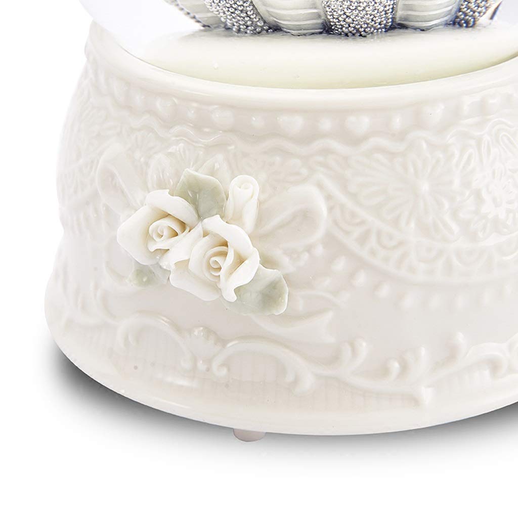 Crystal Music Box with Pearl Snowflake Sequins - Elegant White Musical Gift for Girlfriend, Little Girls - Perfect for Birthdays, Anniversaries & Home Decor