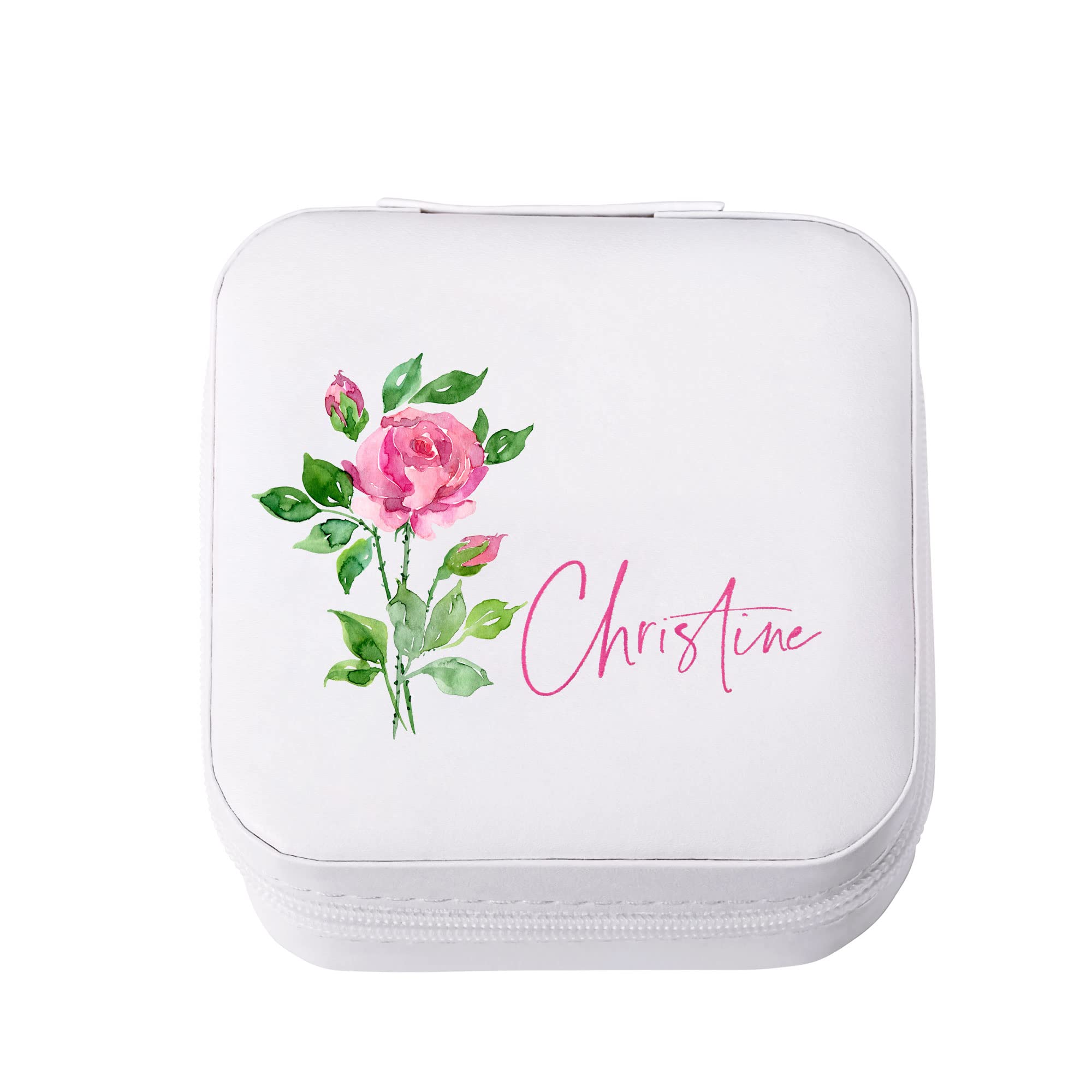 Personalized Leather Jewelry Gift Box for Women - Custom Engraved Name & Birthday Flower Jewelry Storage Case - Perfect Travel Jewelry Organizer for Rings, Earrings & Necklaces - Ideal Birthday Gift for Wife, Girlfriend & Loved Ones - Great for Travel, Gifting & Special Occasions