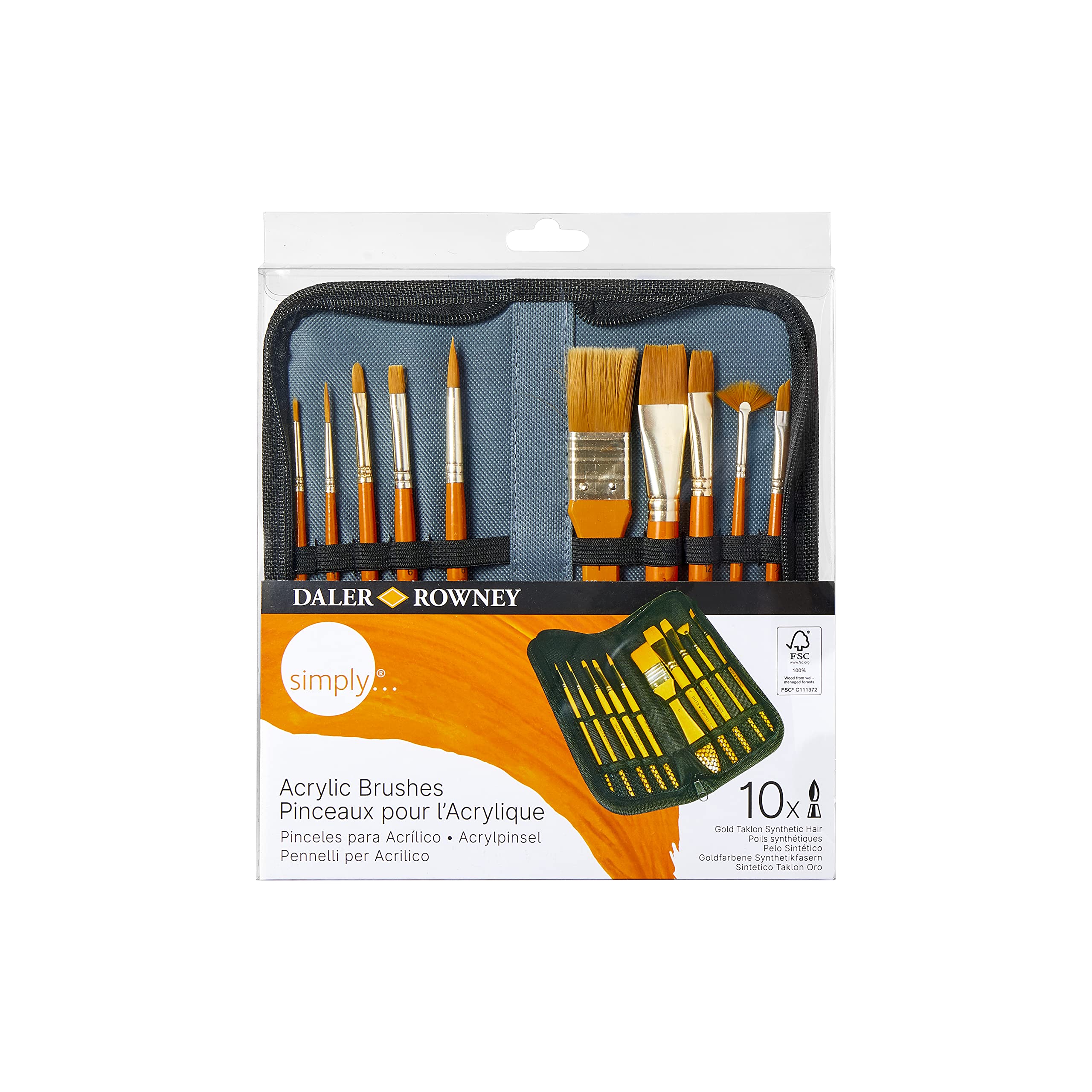 Daler Rowney Simply Zip Pencil Case - Orange | Durable School & Office Supplies for Students, Artists & Professionals | Perfect for Organizing Pens, Pencils & Art Tools