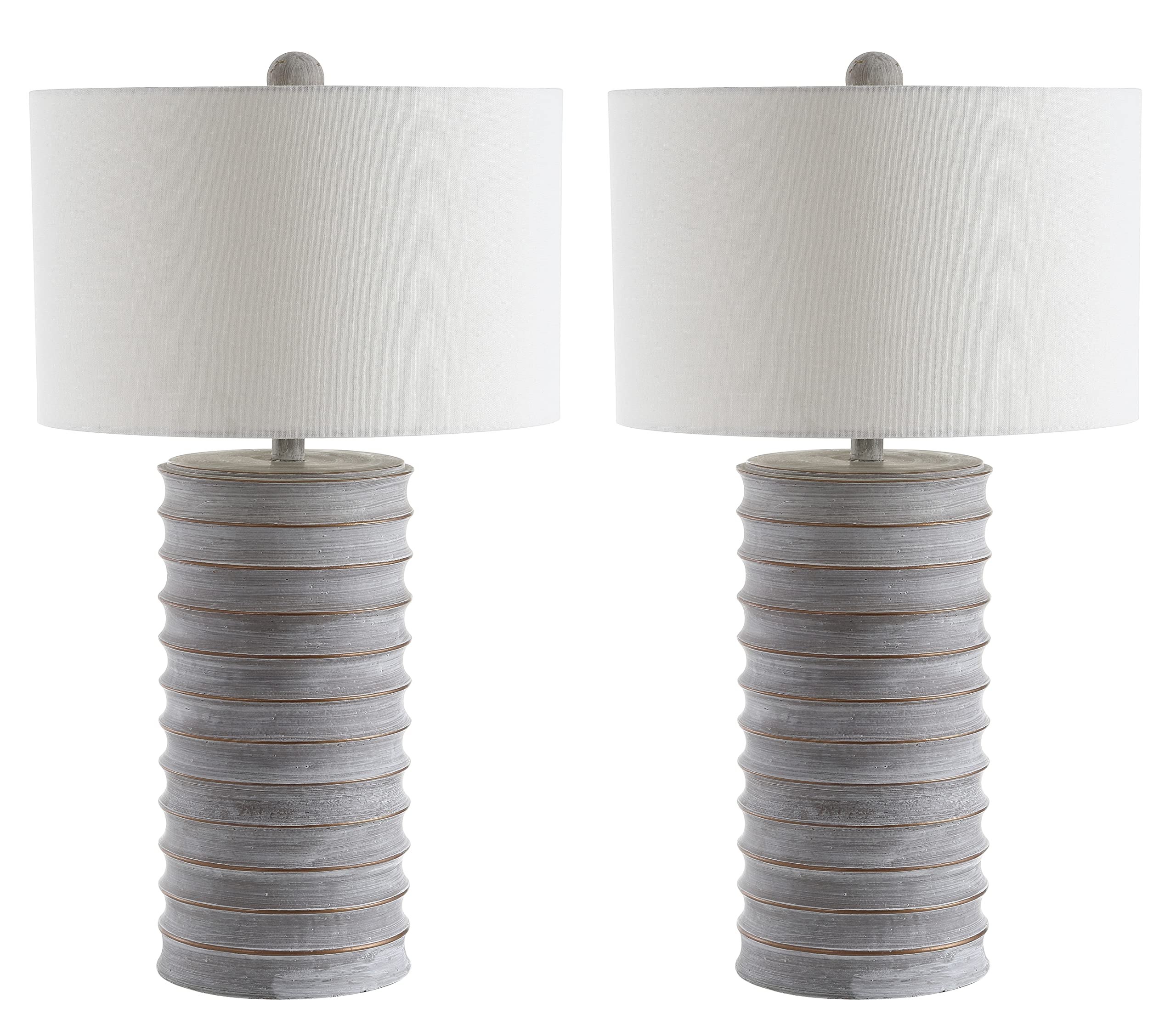 SAFAVIEH Melina Rustic Wash White 29-Inch Table Lamp Set of 2 with LED Bulbs - Perfect for Bedroom, Living Room, Home Office & Nightstand Lighting Decor