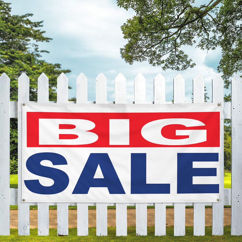 Vinyl Banner - Heavy Duty Weatherproof Outdoor Sign (48x96 Inches) with 8 Grommets - Red & Blue Business, Industrial & Yard Signs - Perfect for Advertising, Events, Construction Sites & More