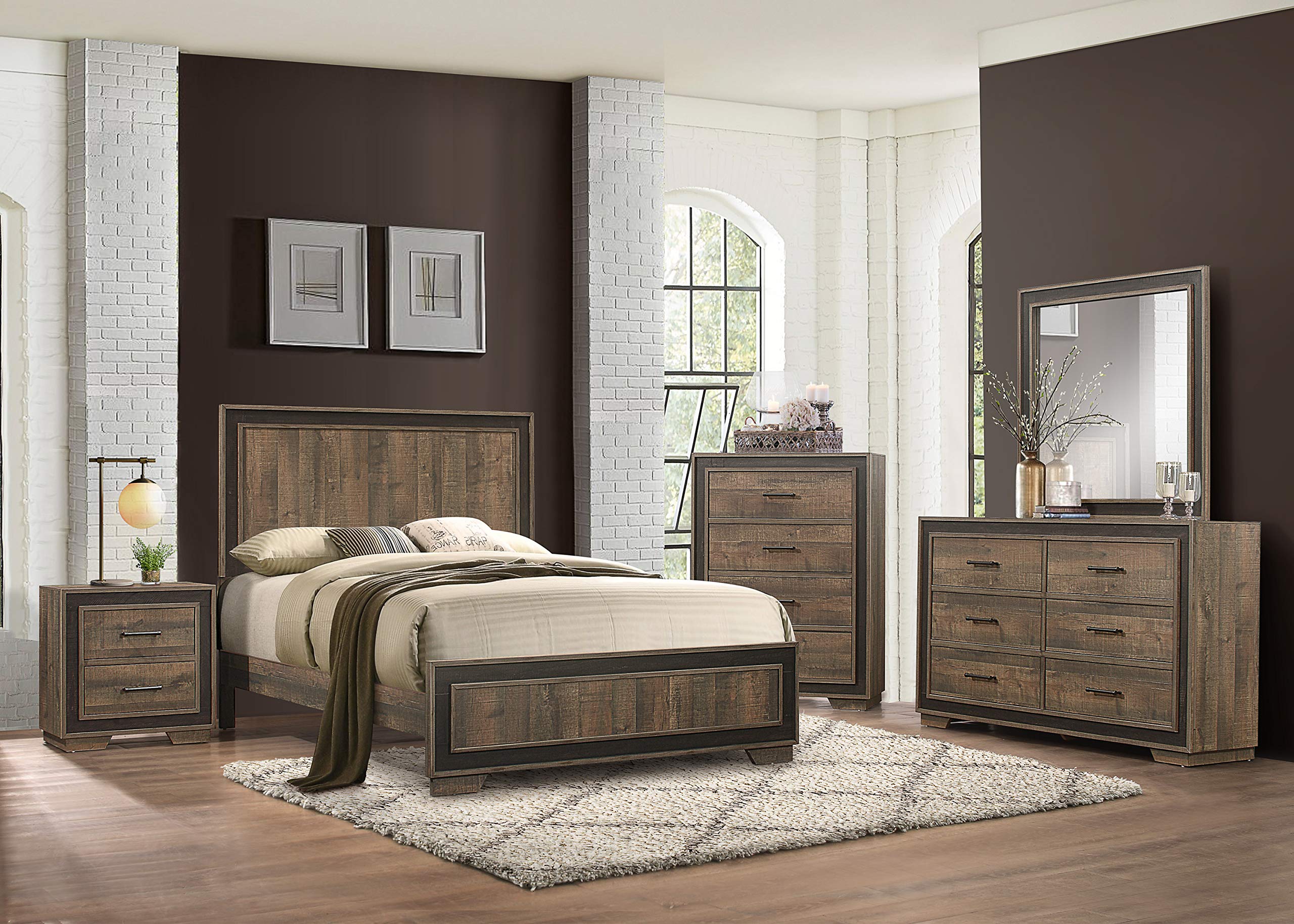 Lexicon Ennis Two-Drawer Nightstand - Modern Bedside Table with Storage for Bedroom, Living Room & Guest Room - Wooden End Table with Smooth Finish & Spacious Drawers