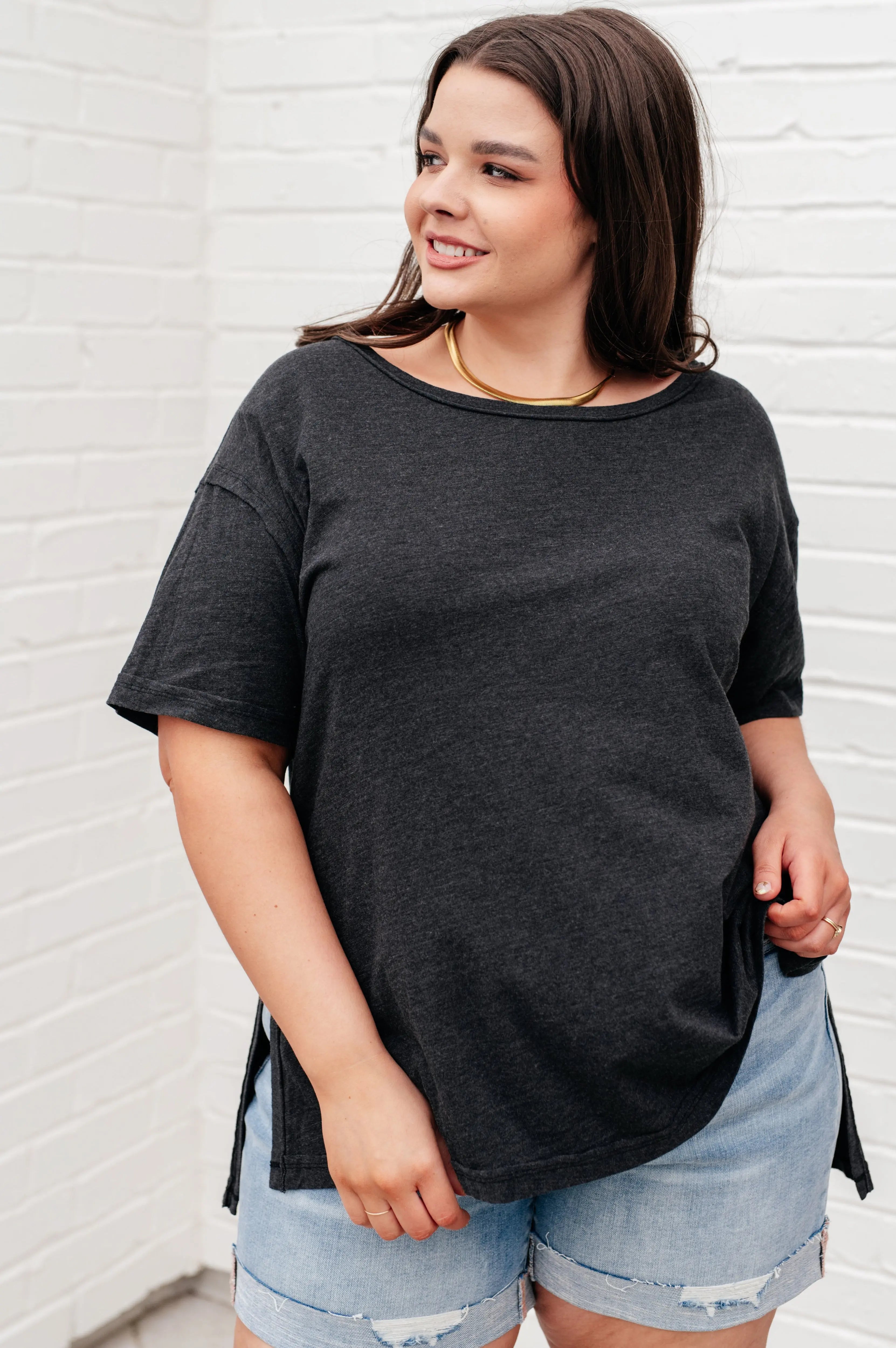 Let Me Live Relaxed Tee - Soft Cotton Black T-Shirt for Women | Casual Everyday Wear & Lounge Outfit