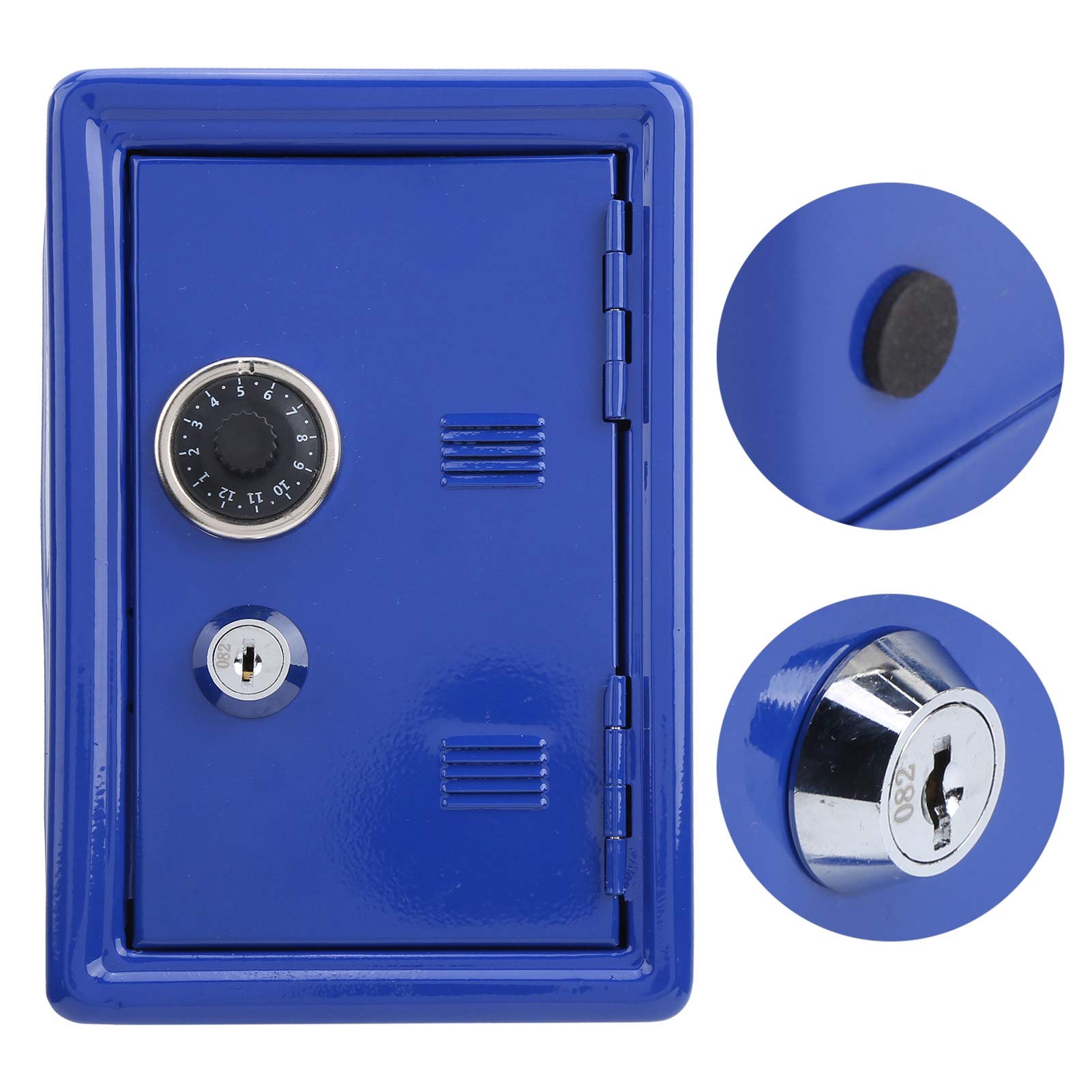 Kids Lock Box - Metal Mini Money Box & Piggy Bank with Key Lock for Home, Savings, and Allowance (Blue) - Perfect for Teaching Children Money Management & Safe Storage