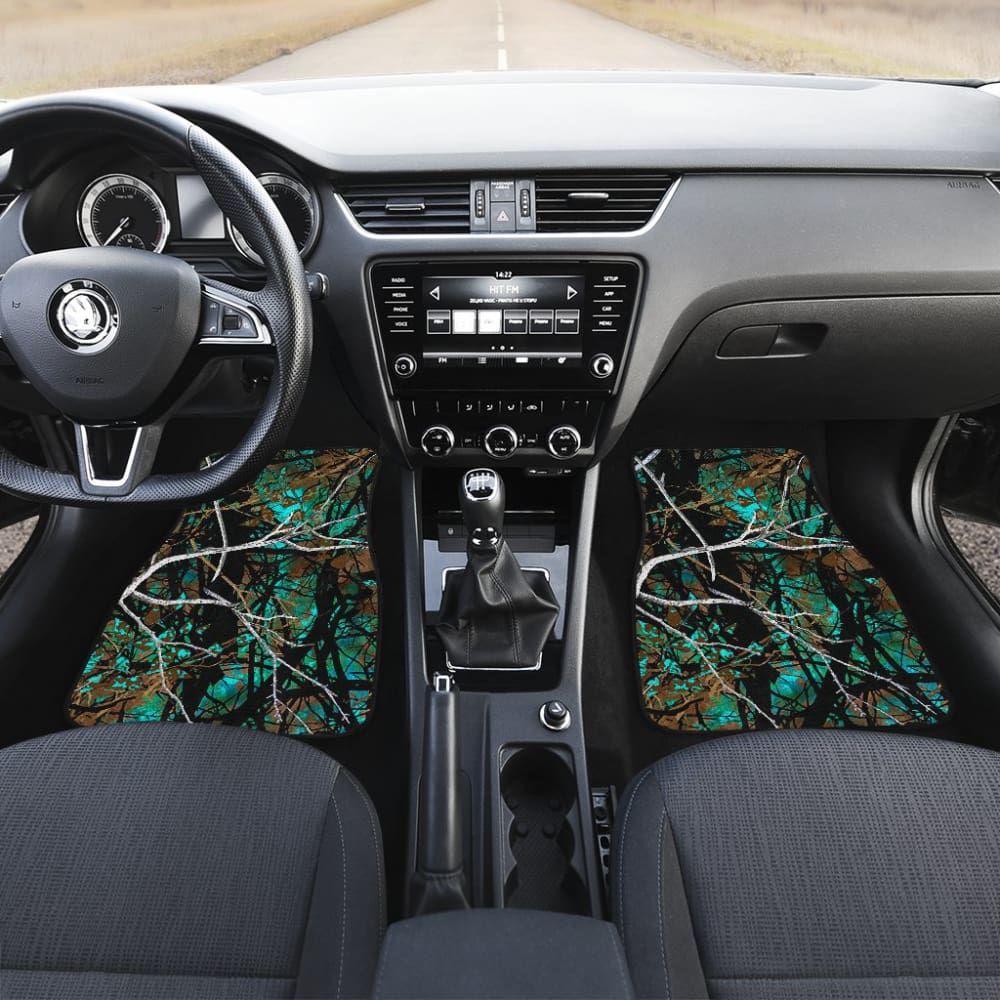 Premium Teal Forest Hunting Camouflage Car Floor Mats - All-Weather Protection for Trucks, SUVs & Off-Road Vehicles - Perfect for Hunting Trips & Outdoor Adventures