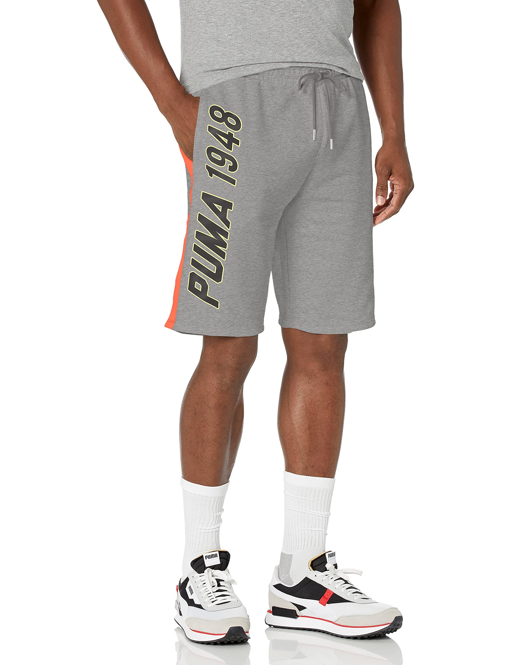 Puma Men's LUXTG Bermuda Sweatpants - Medium Gray Heather, Size M | Comfortable Casual Lounge Pants for Men, Perfect for Home, Gym & Outdoor Activities
