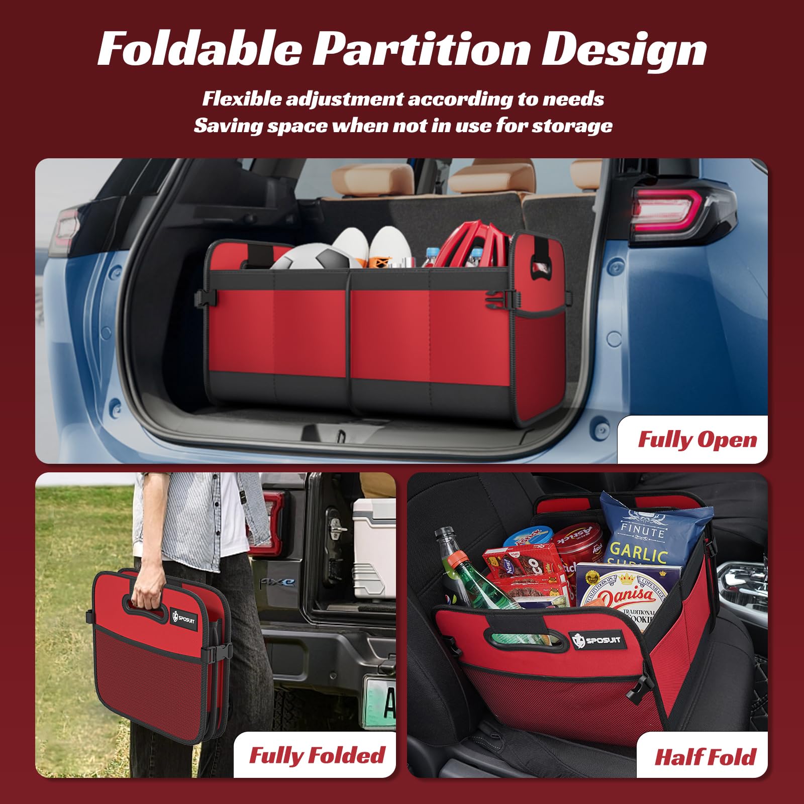 70L Collapsible Car Trunk Organizer with 11 Pockets & Reinforced Handles - SUV Storage Organizer for Groceries, Cargo & Travel Essentials | Foldable Auto Accessories for Road Trips & Shopping