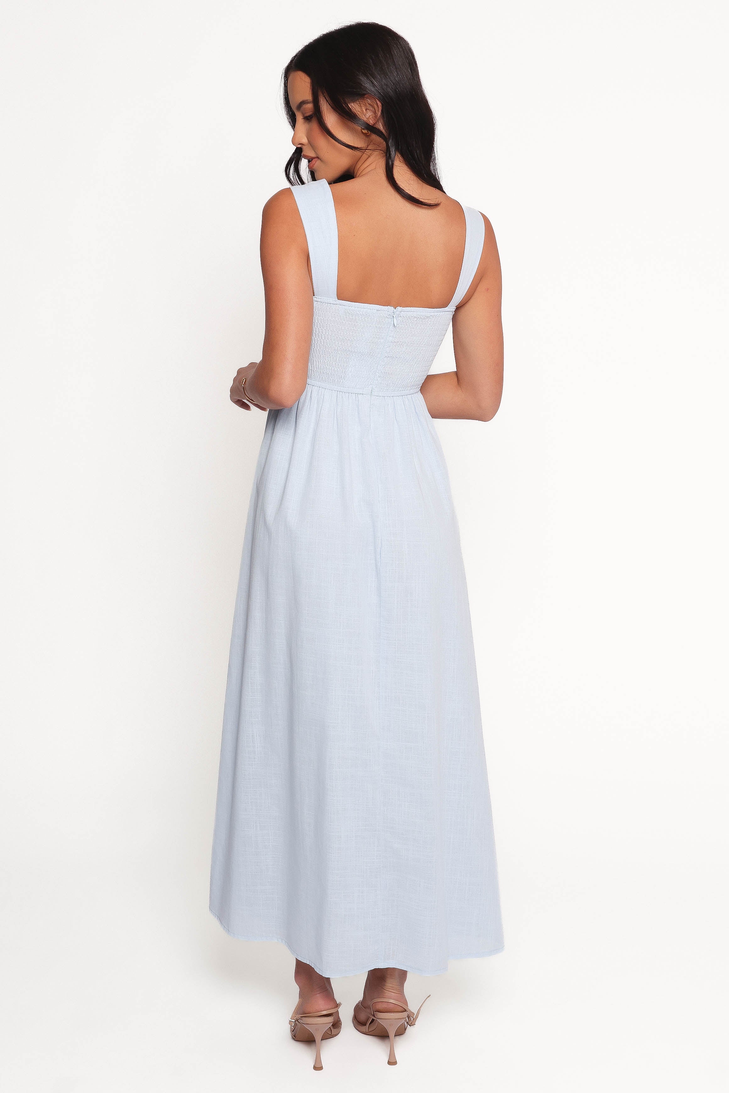 Caty Maxi Dress - Flowy Long Summer Dress in Pale Blue | Beach Wedding, Vacation & Casual Outfit