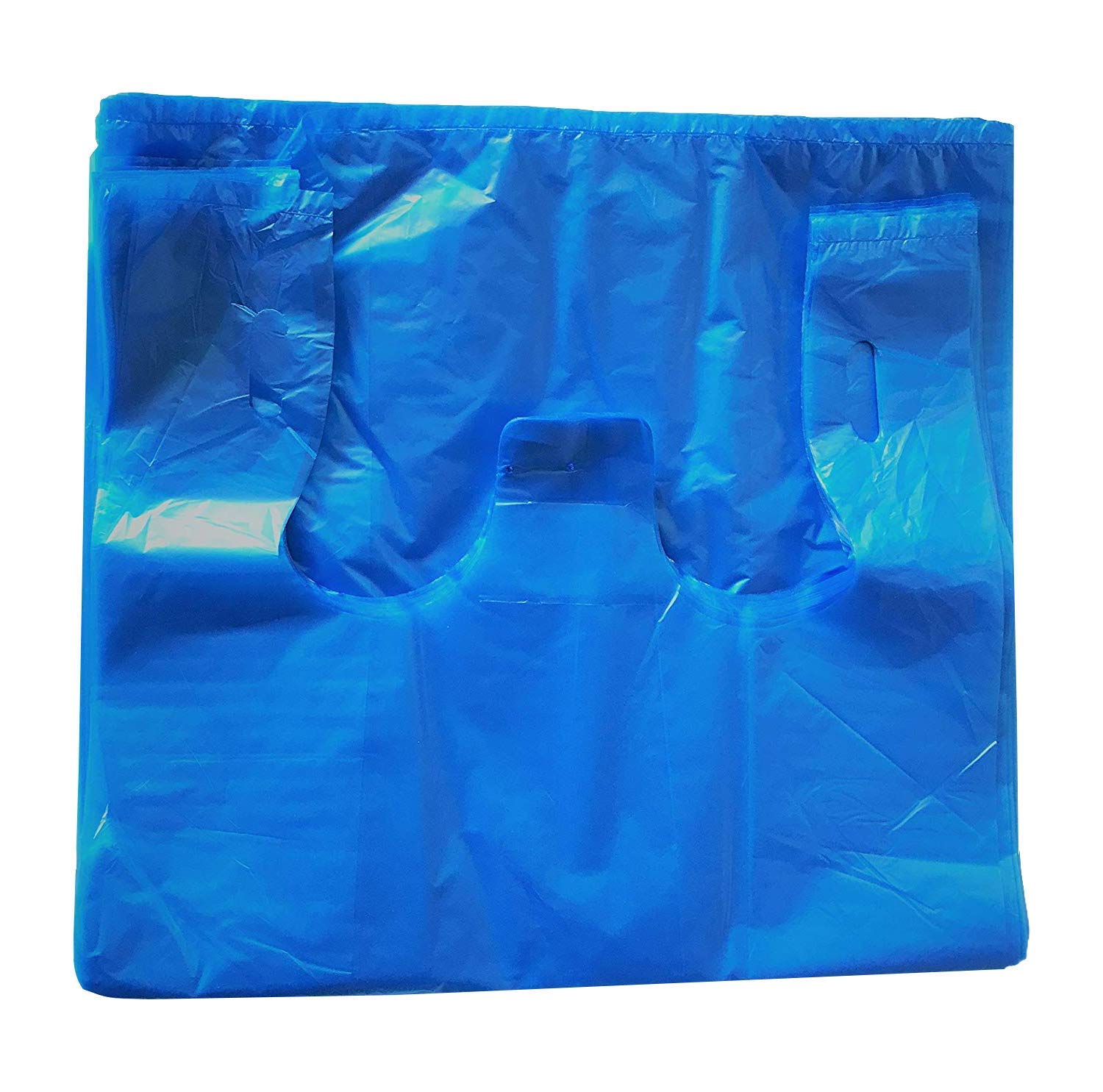 APQ 1000 Pack Blue T-Shirt Bags 12x8x24 - Ultra Thin 0.65mil Polyethylene Grocery Bags with Handles for Retail Stores & Restaurants | Perfect for Shopping, Takeout, and Convenient Carry-Out