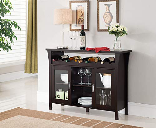 K&B Furniture WR1346 12-Bottle Wooden Wine Rack - Space Saving Storage for Kitchen, Dining Room, or Bar Display