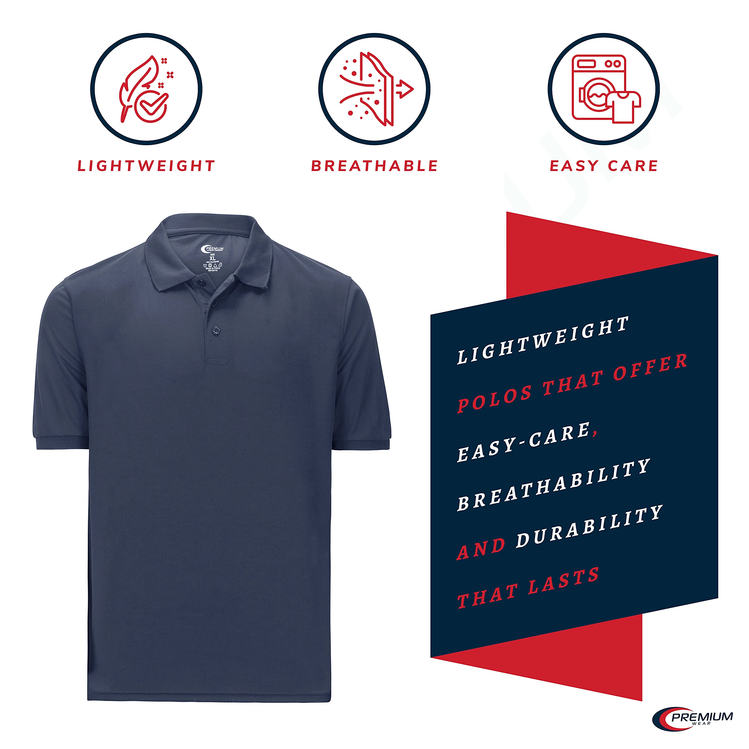 Premium Moisture-Wicking Men's Polo Shirt - Breathable & Quick-Dry Performance Golf & Casual Wear