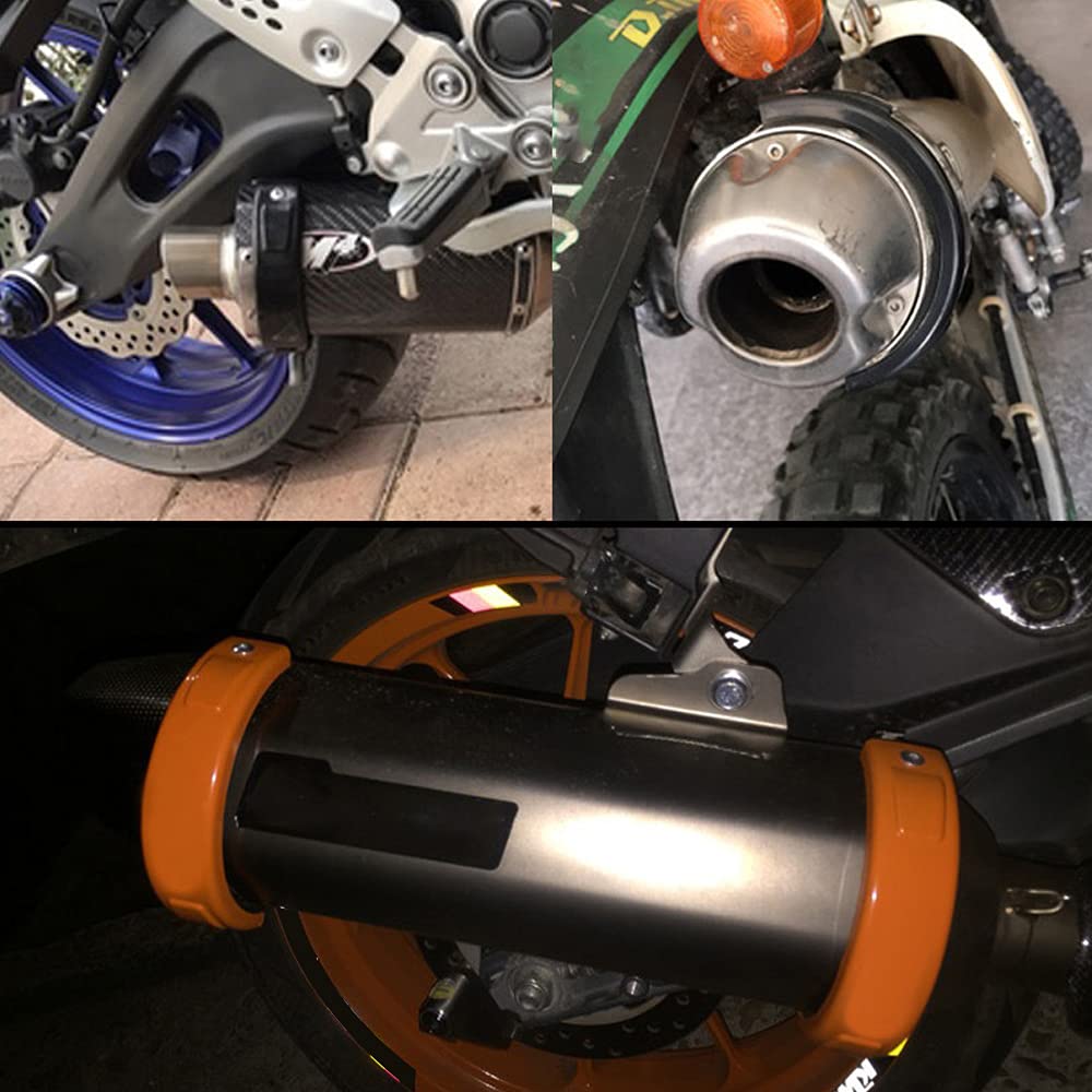 POOWE Black Motorcycle Exhaust Guard Cover - 100mm-160mm Oval & Round Can Protector for Harley, Cruiser, Dirt Bike - Heat Shield & Scratch Protection for Enhanced Riding Safety