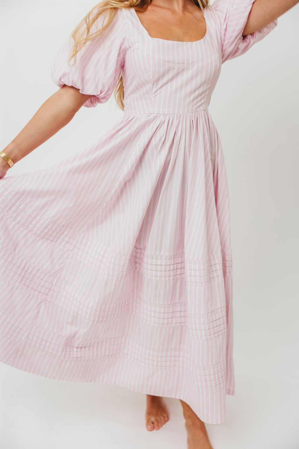 Abby 100% Cotton Midi Dress in Pink | Flowy Summer Dress for Women | Perfect for Beach, Brunch & Date Nights