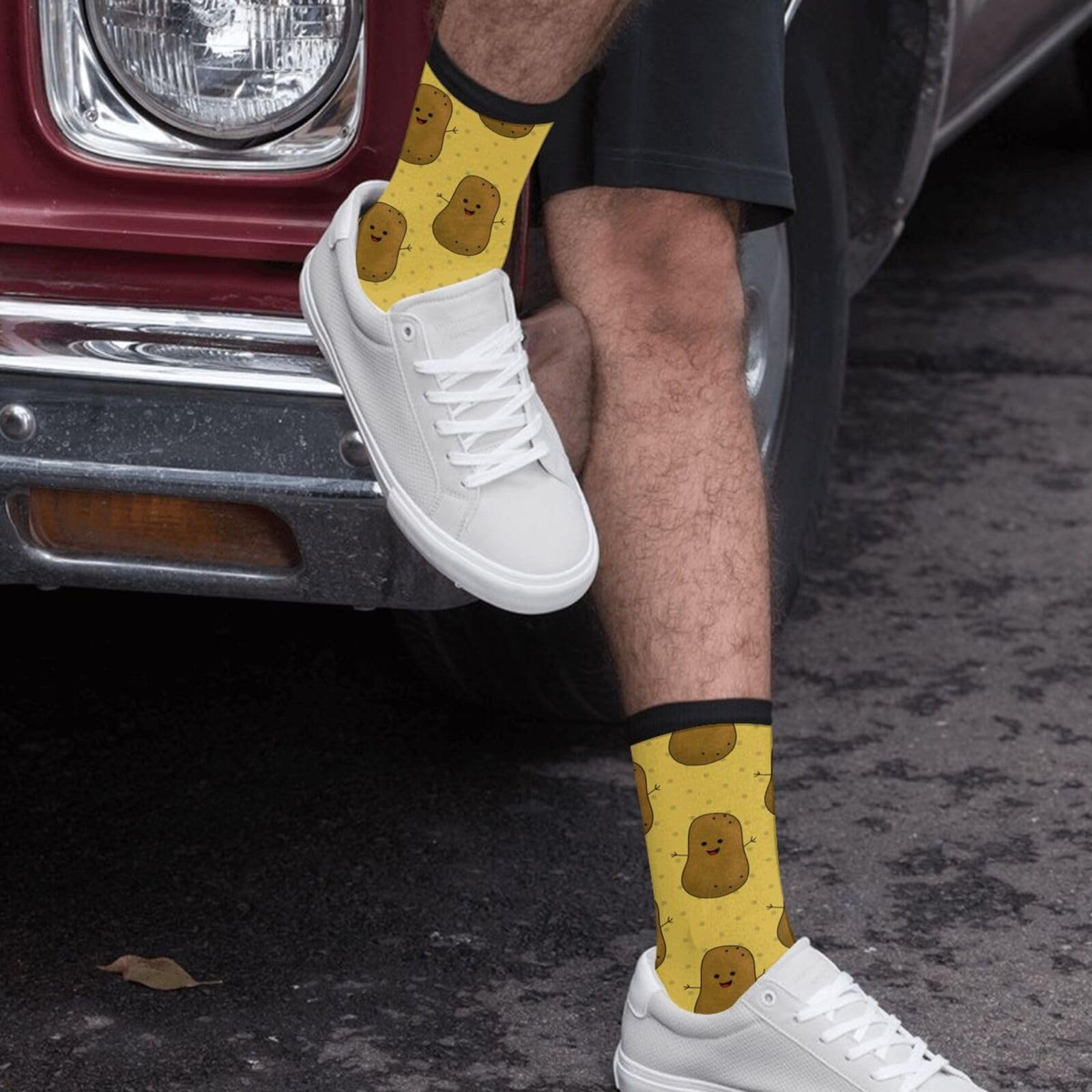 Funny Potato Novelty Socks for Men & Women - Crazy Unisex Crew Socks Gift - Perfect for Costume Parties, Gag Gifts, and Everyday Humor