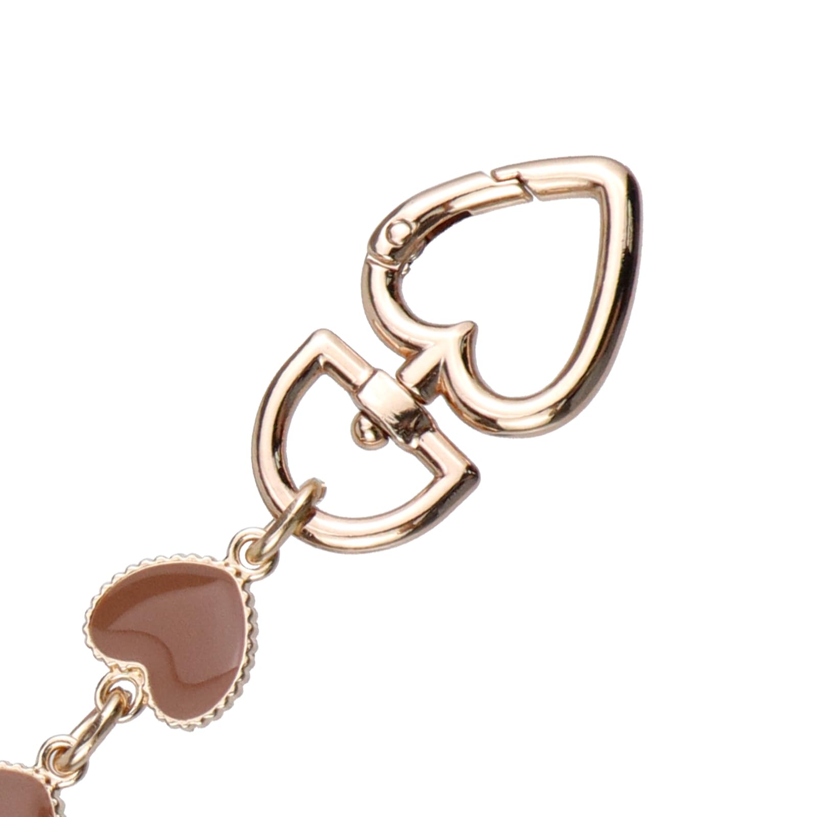 2pcs Brown Heart-Shaped Bag Extender Chain - Purse Strap Extender, Metal Handbag Replacement Strap, Gold Love Bag Charm for Crossbody Bags - Perfect for DIY Purse Making & Fashion Accessories (Brown)