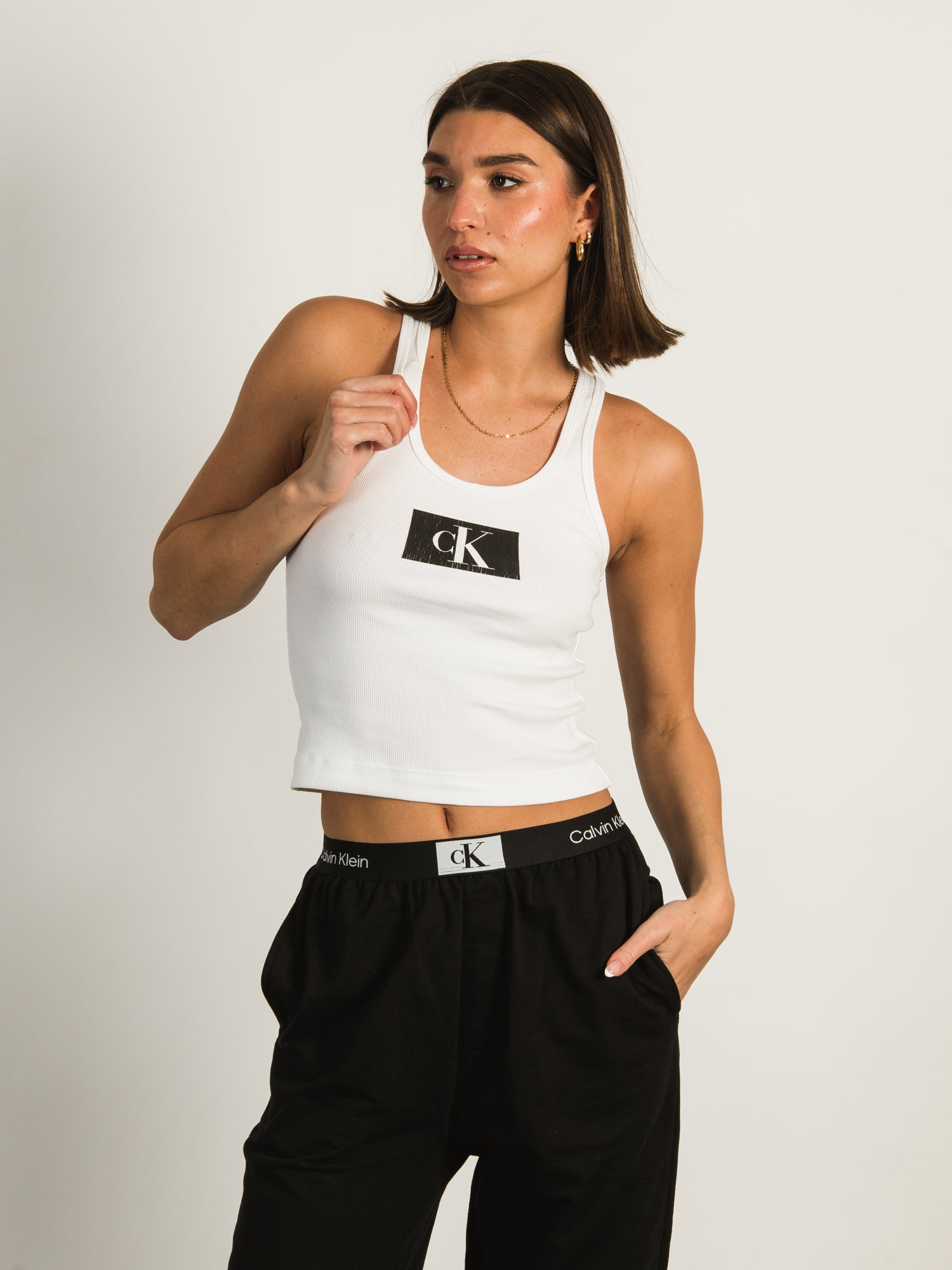 CALVIN KLEIN 1996 Ribbed Tank Top for Women - Soft Cotton Slim Fit Cami - Perfect for Layering, Gym & Casual Outfits